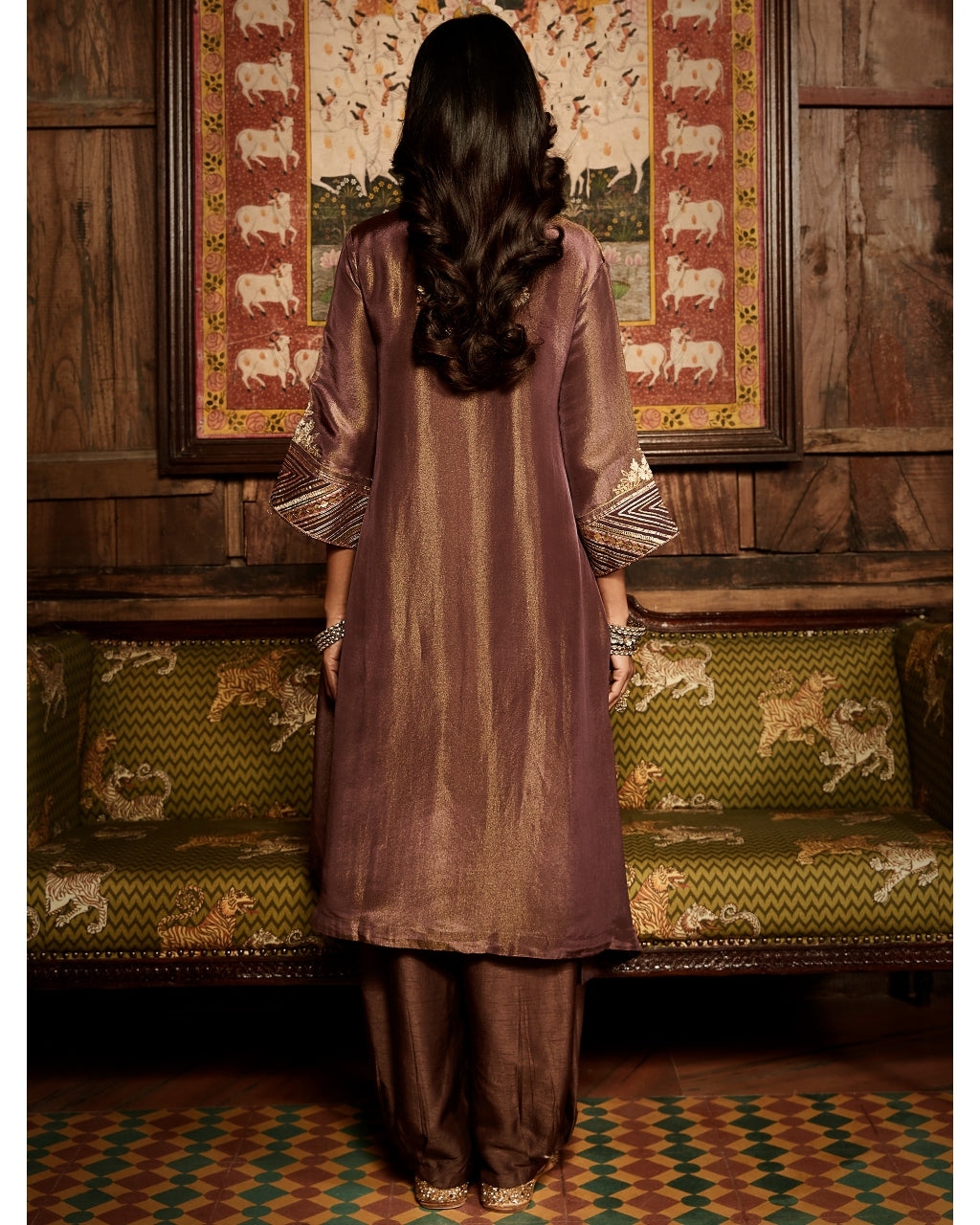 The Rusted Tissue Gota Plum Kurta Set