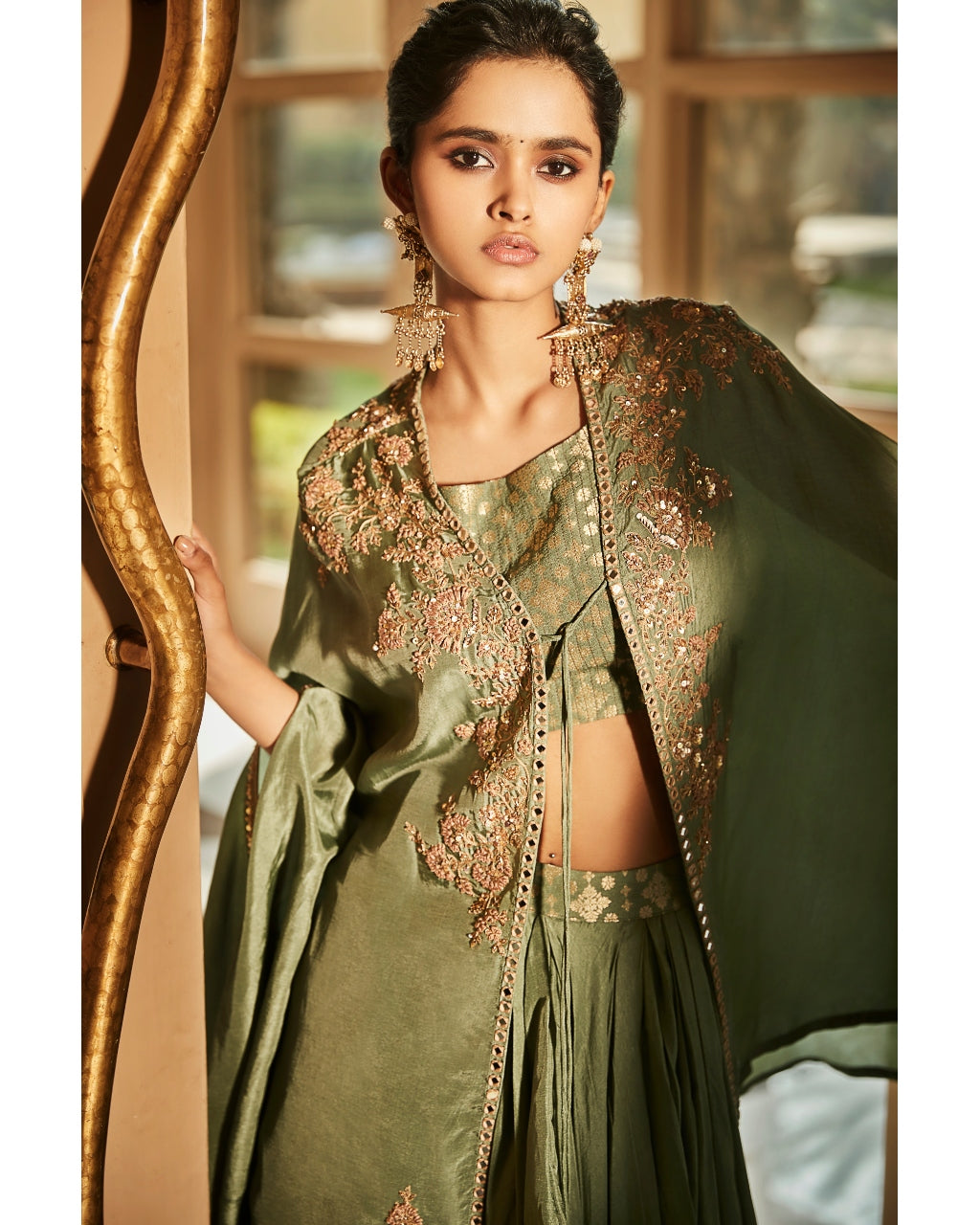 Jade Green Aurora Dhoti Cape Set