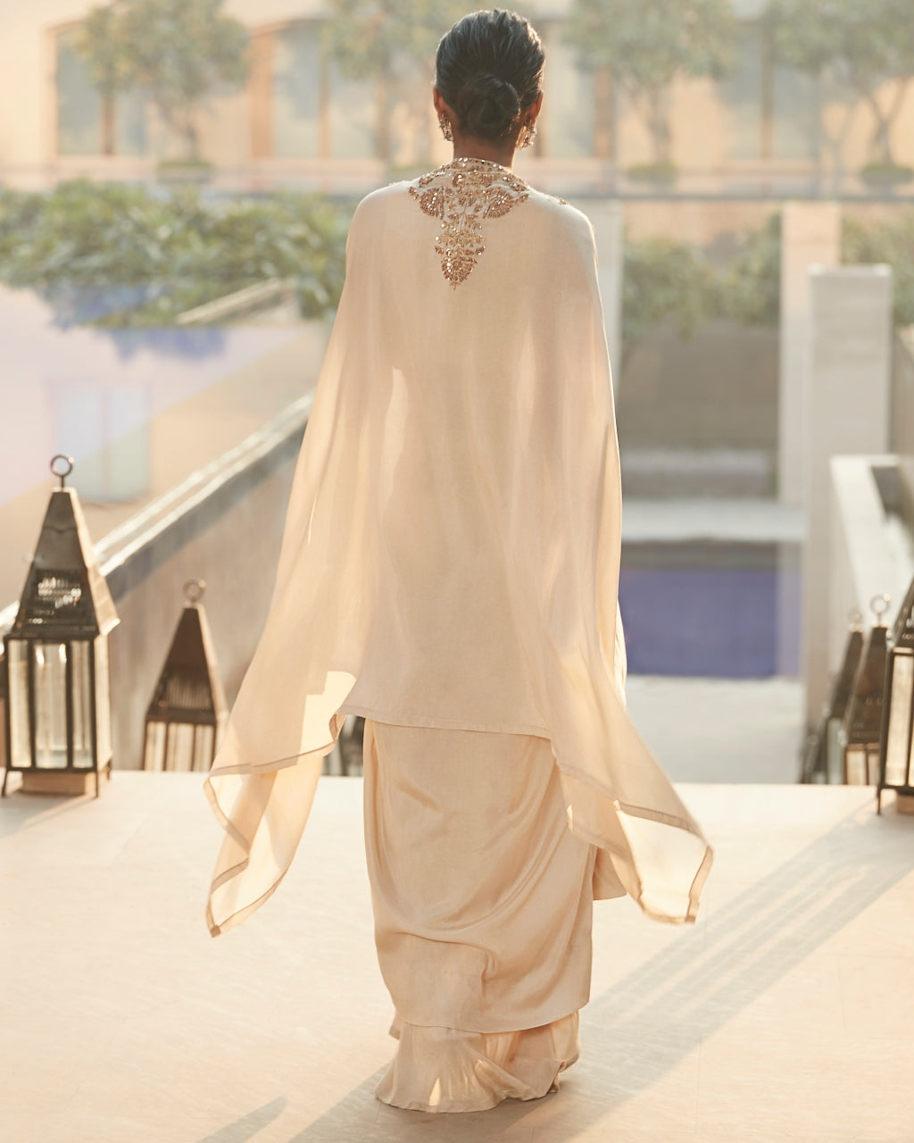 Sucha Ekru Aurora Dhoti Cape Set