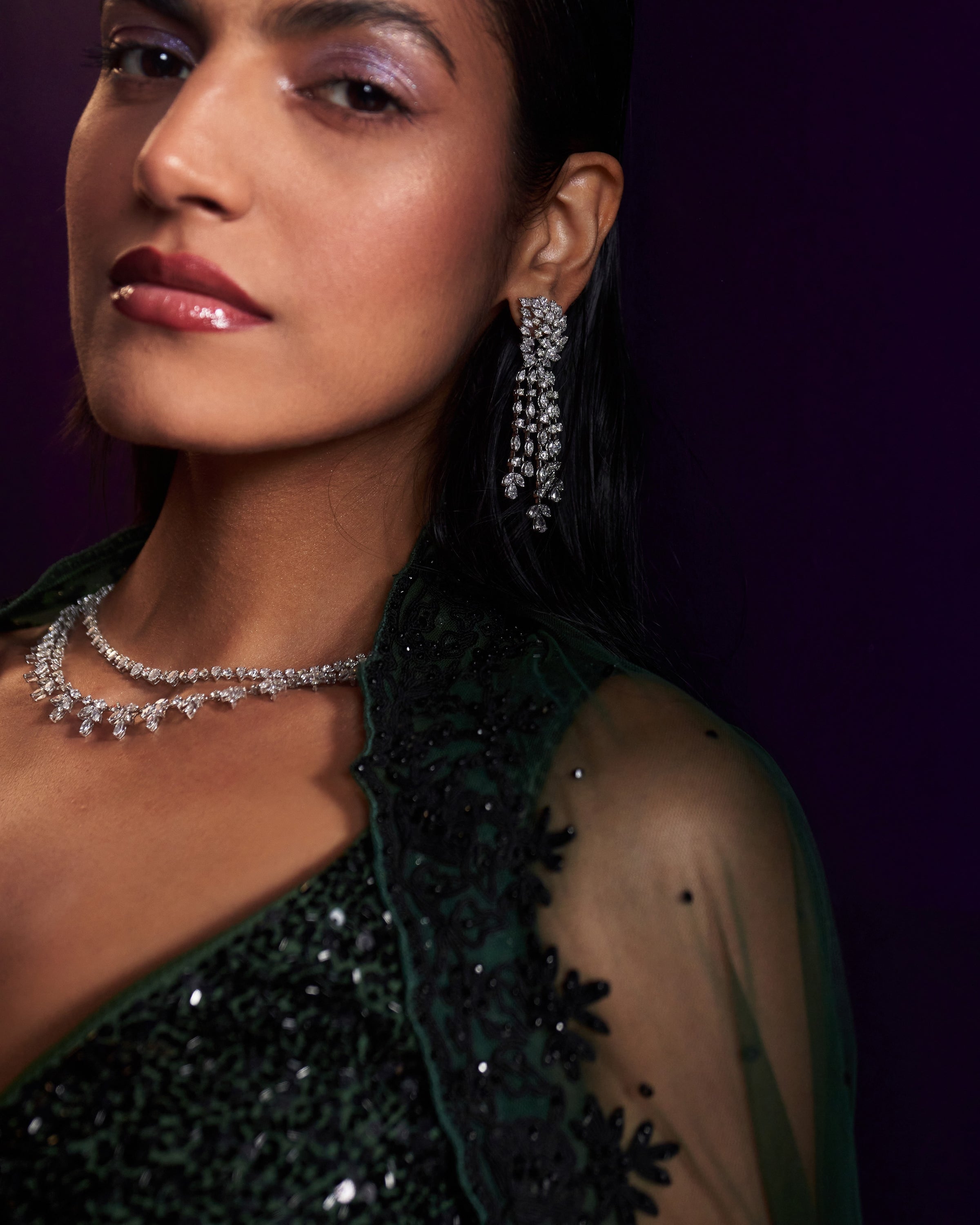 Green Organza Lehenga Set