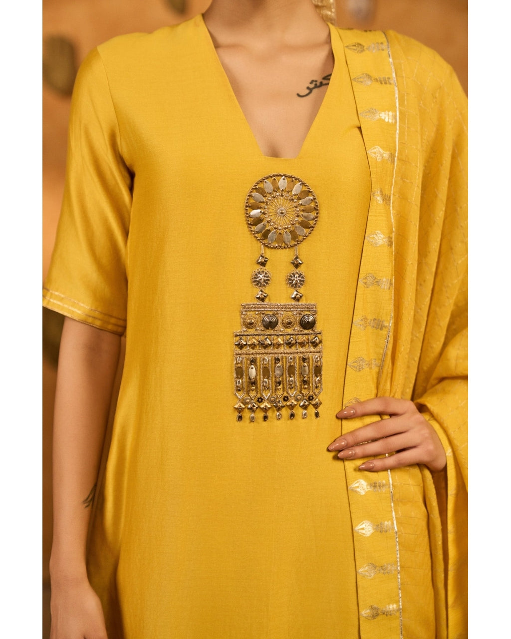 Spiced Ochre Gilded Kettle Kurta Set
