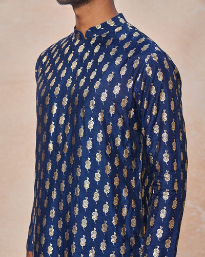 Navy Blue Teardrop Kurta Set