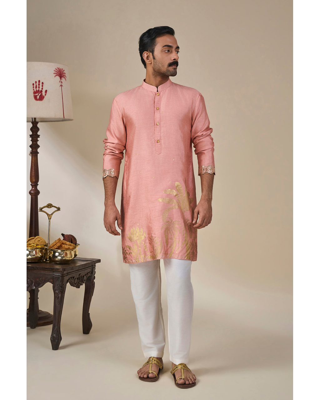 Salmon Pink Backwater Postcard Kurta Set
