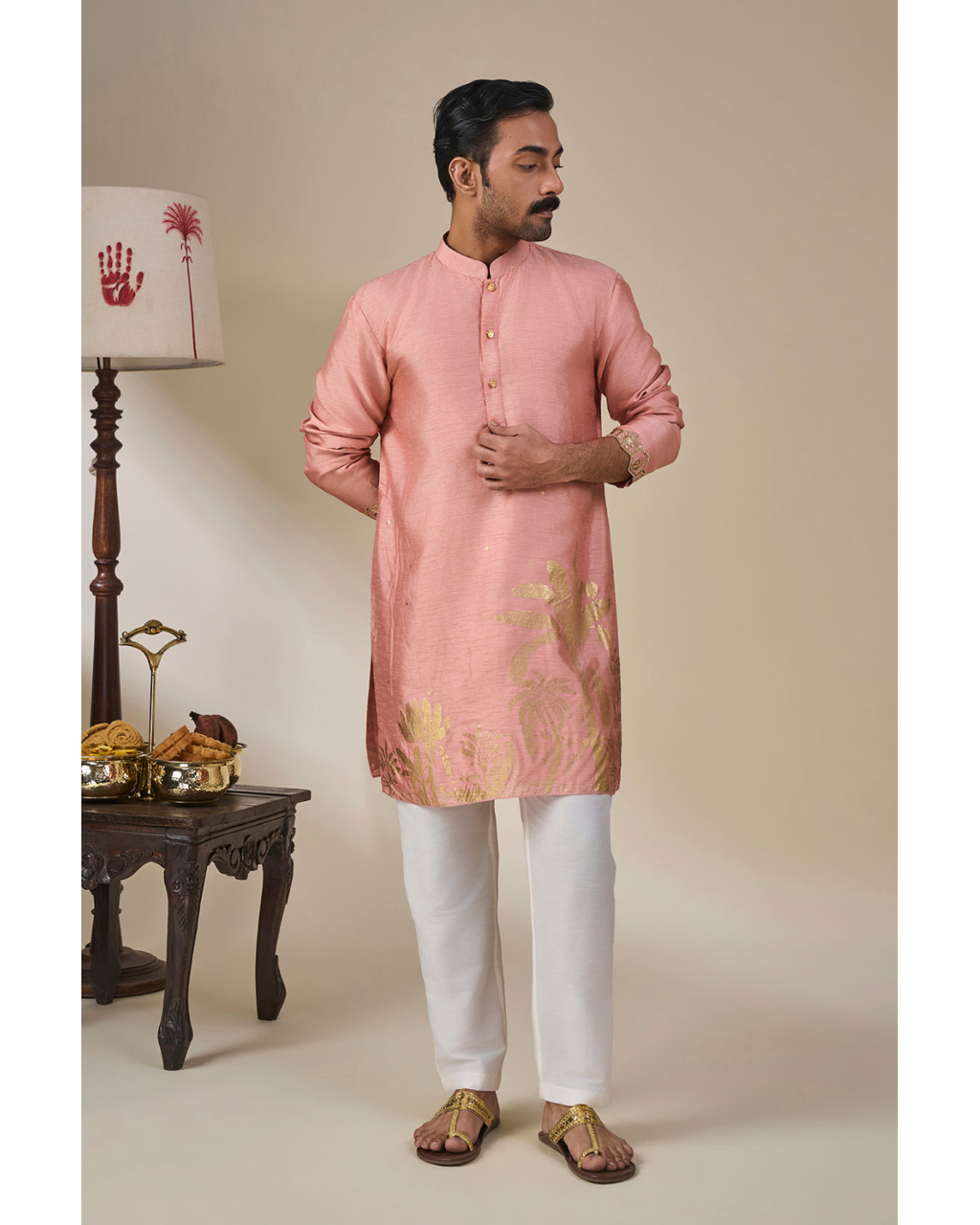 Salmon Pink Backwater Postcard Kurta Set