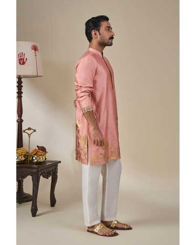 Salmon Pink Backwater Postcard Kurta Set