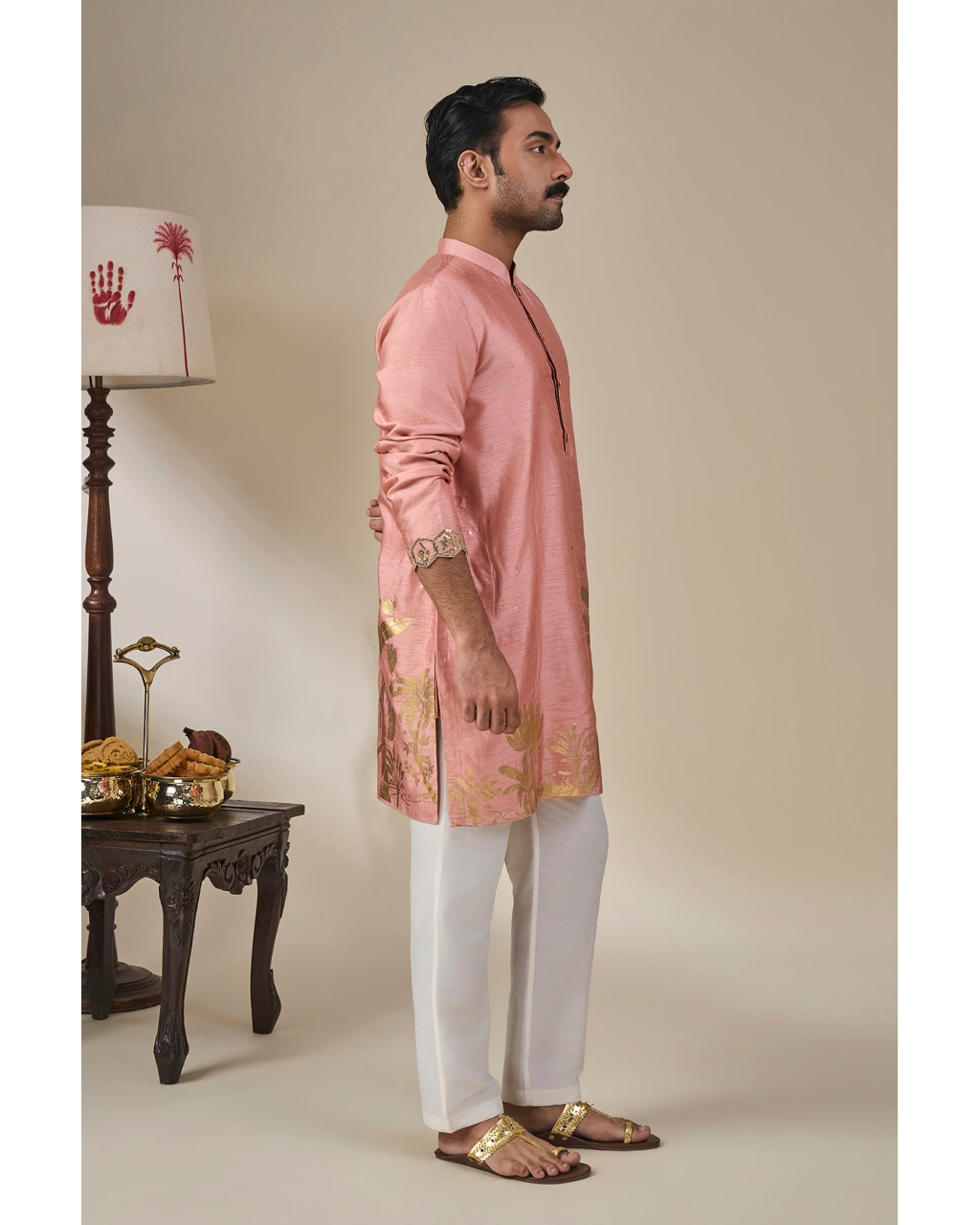 Salmon Pink Backwater Postcard Kurta Set