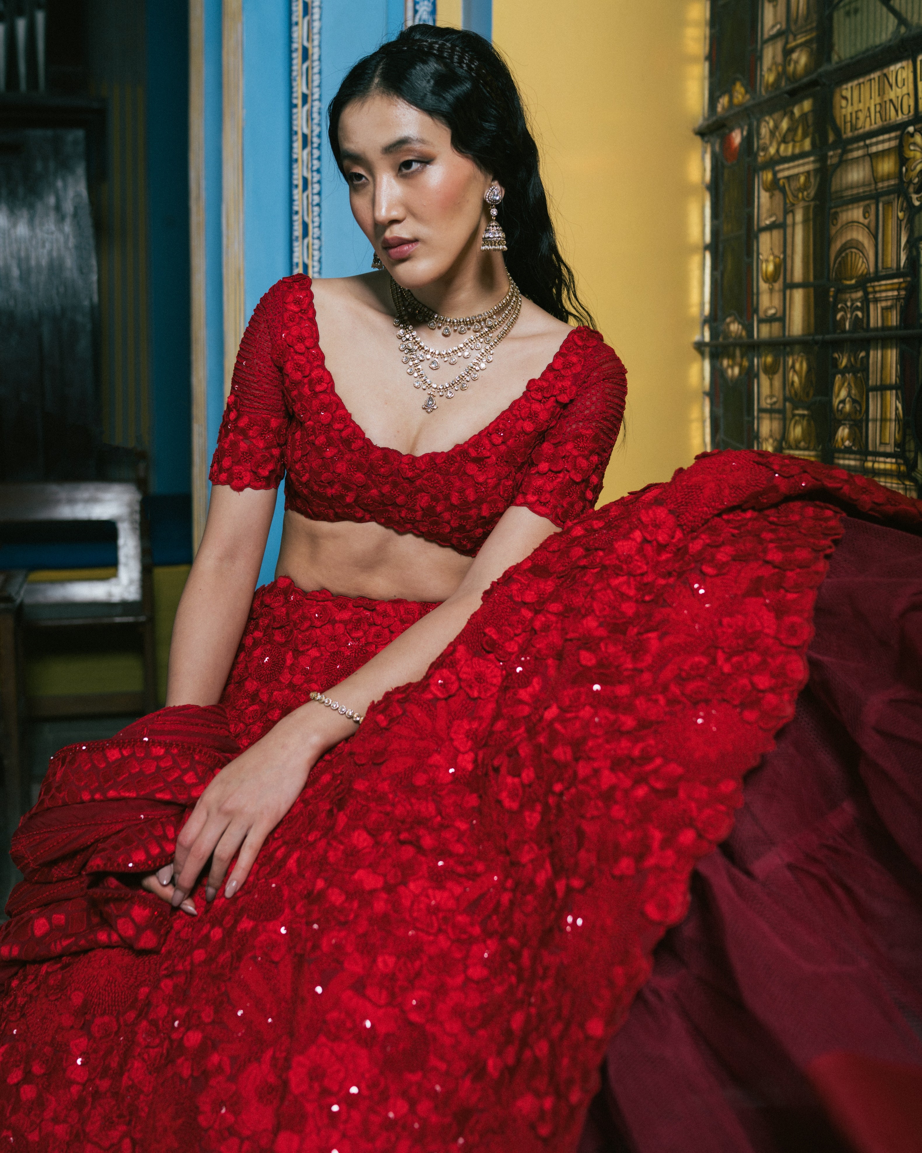 Red Lilian Lehenga Set