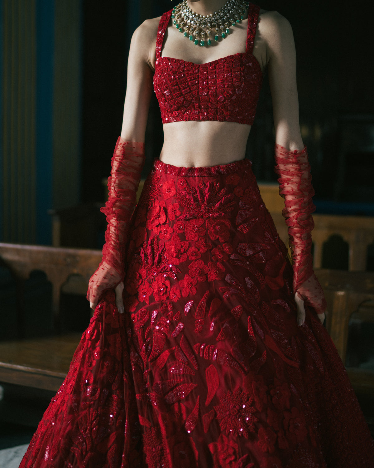 Daphene Red Lehenga Set