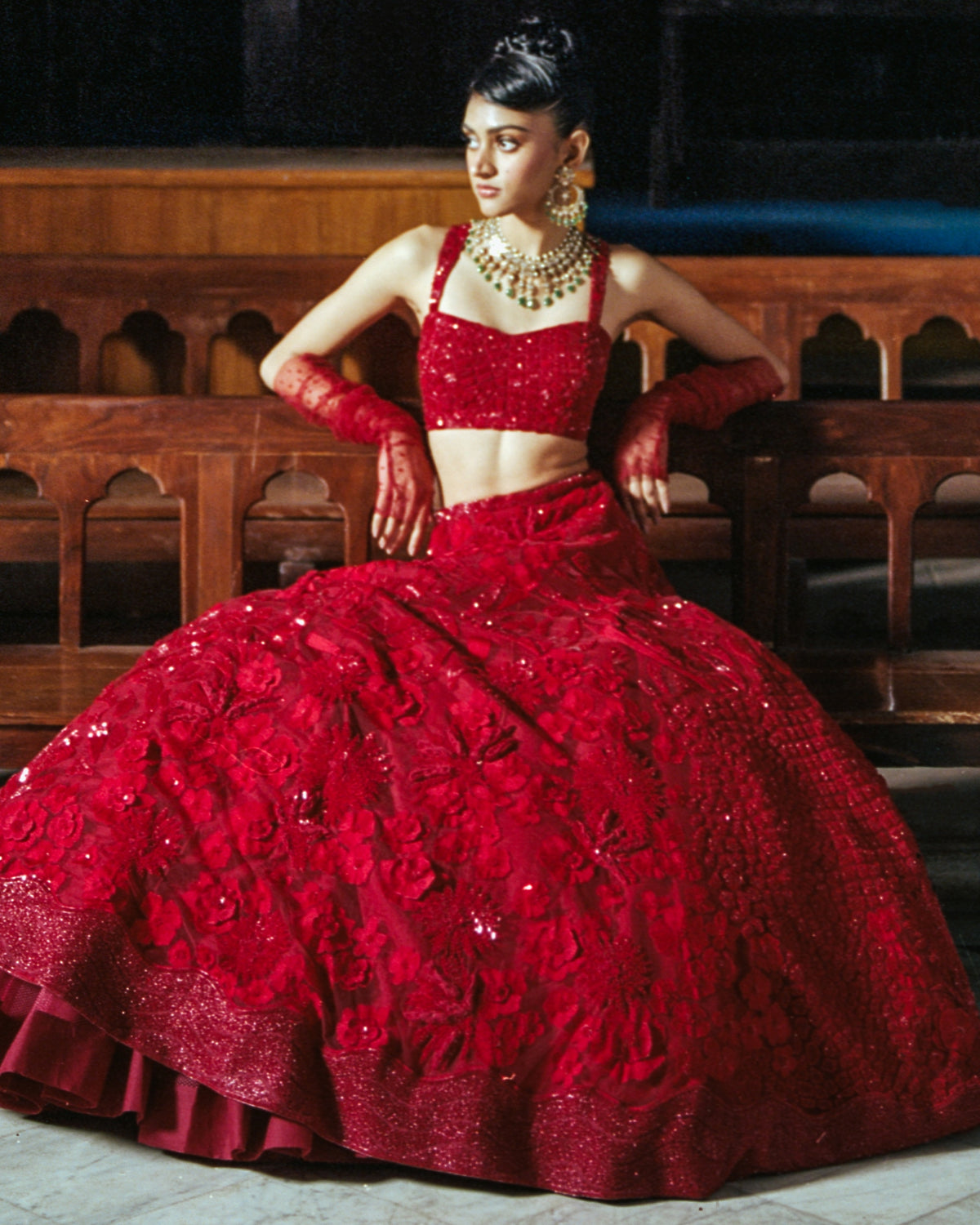 Daphene Red Lehenga Set