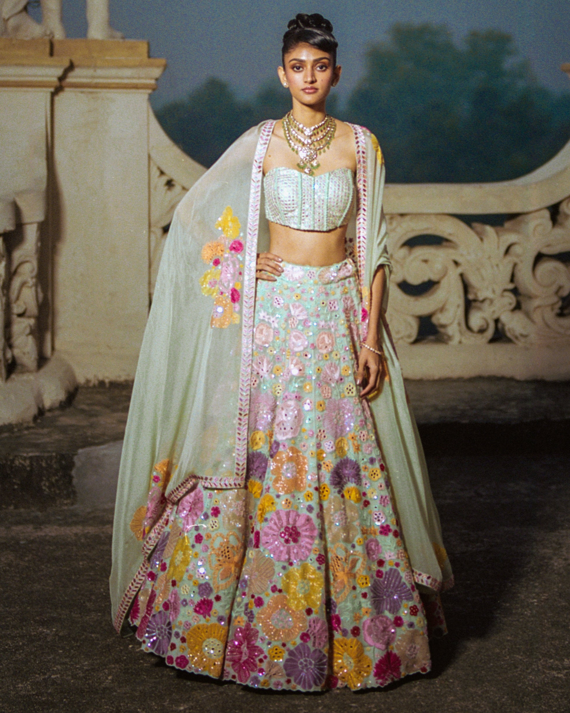 Mint Iris Lehenga Set