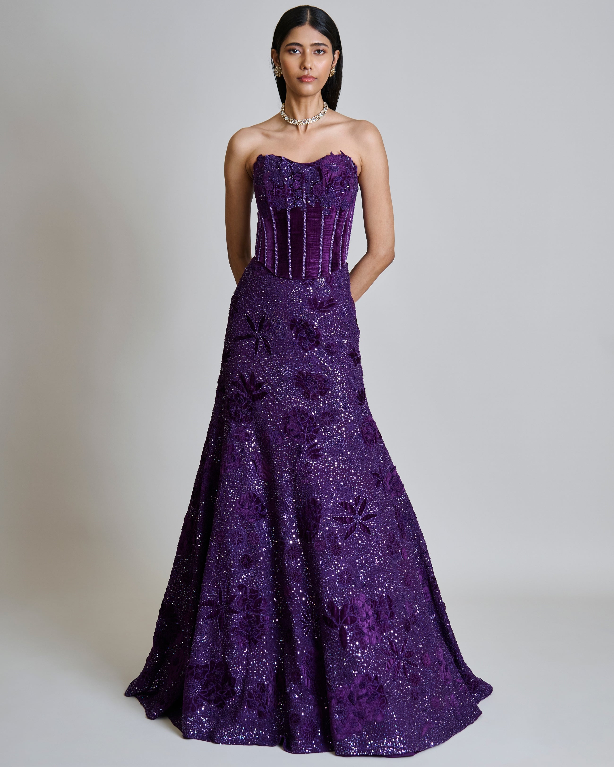 Purple Carmine Lehenga Set