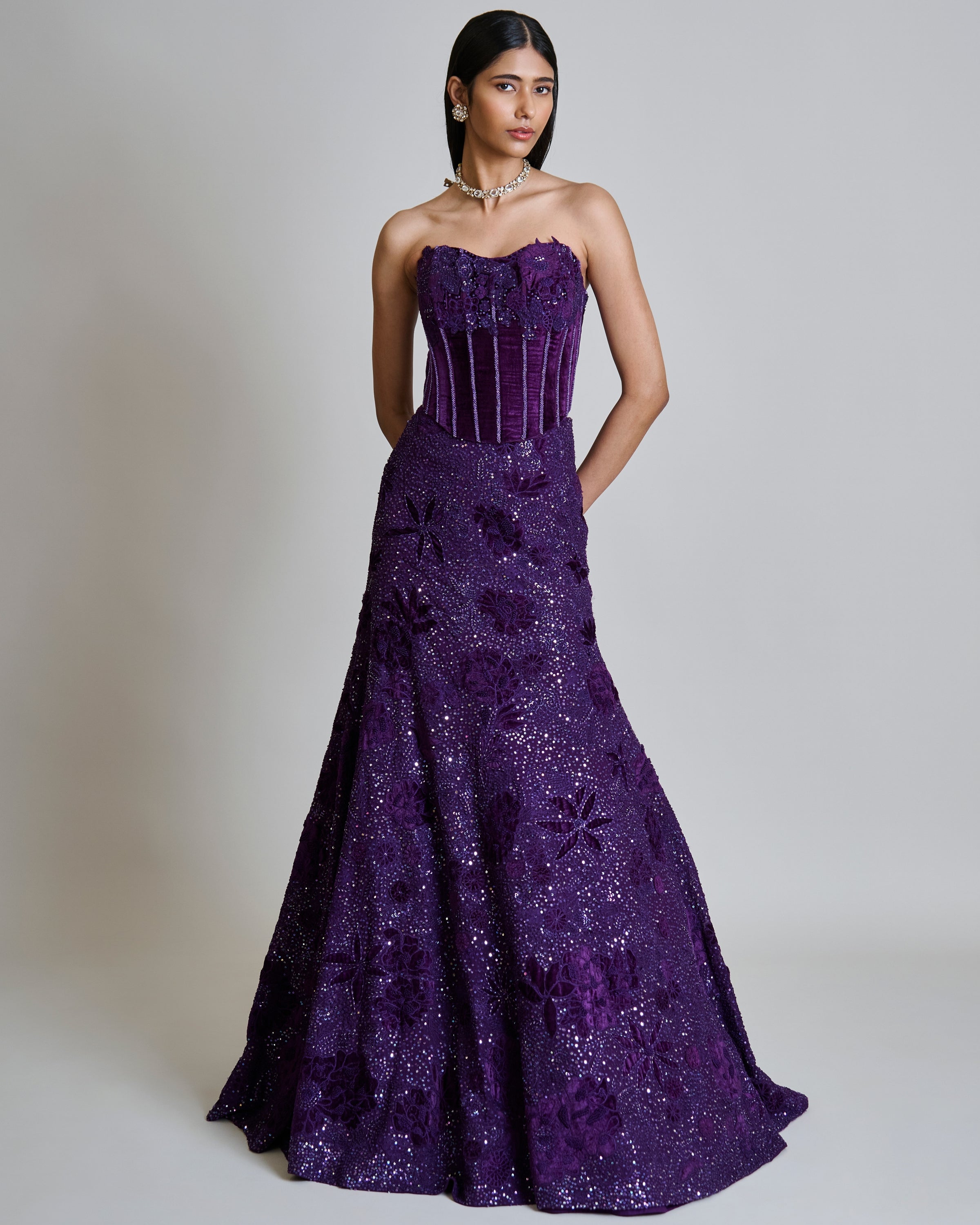 Purple Carmine Lehenga Set