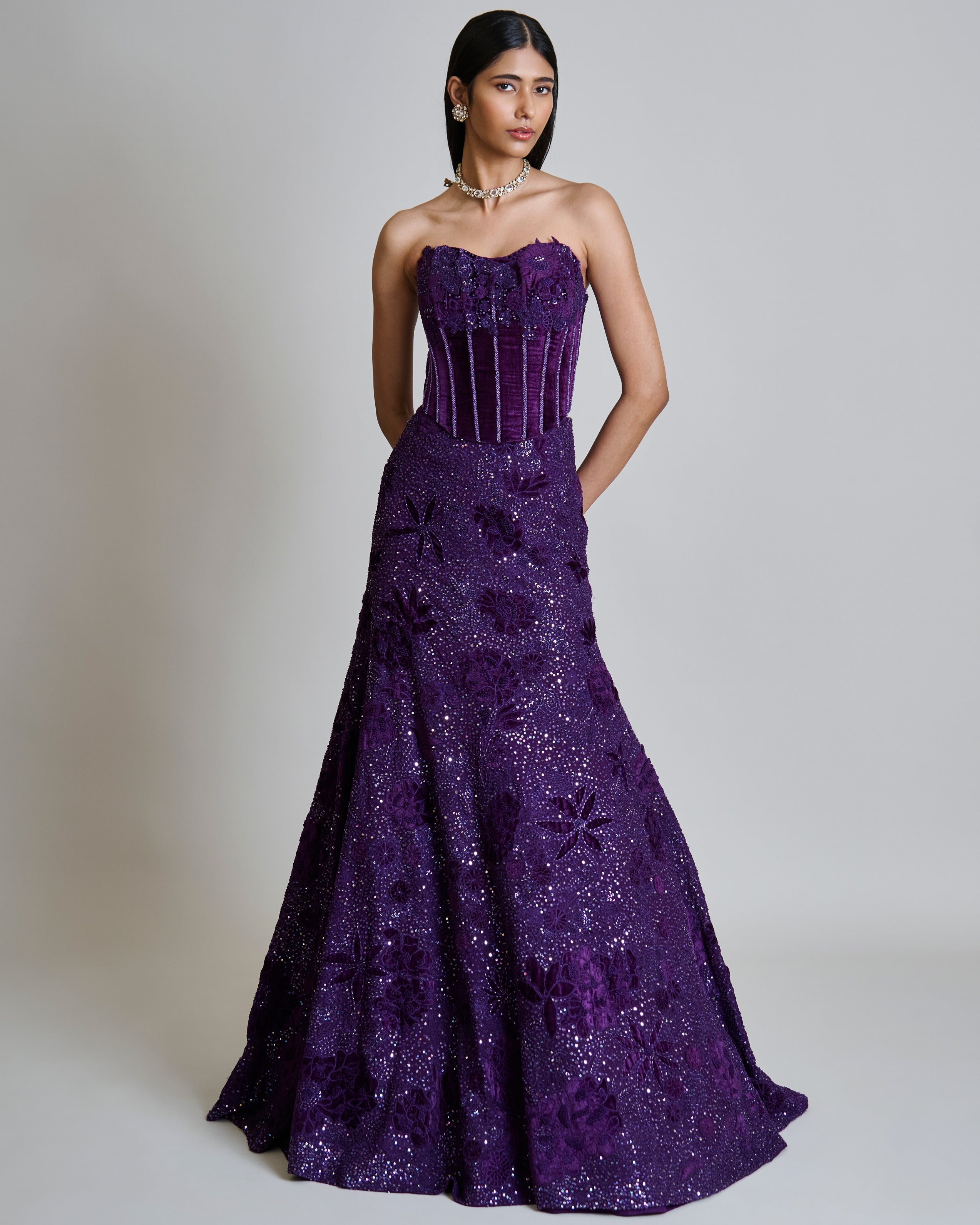 Purple Carmine Lehenga Set