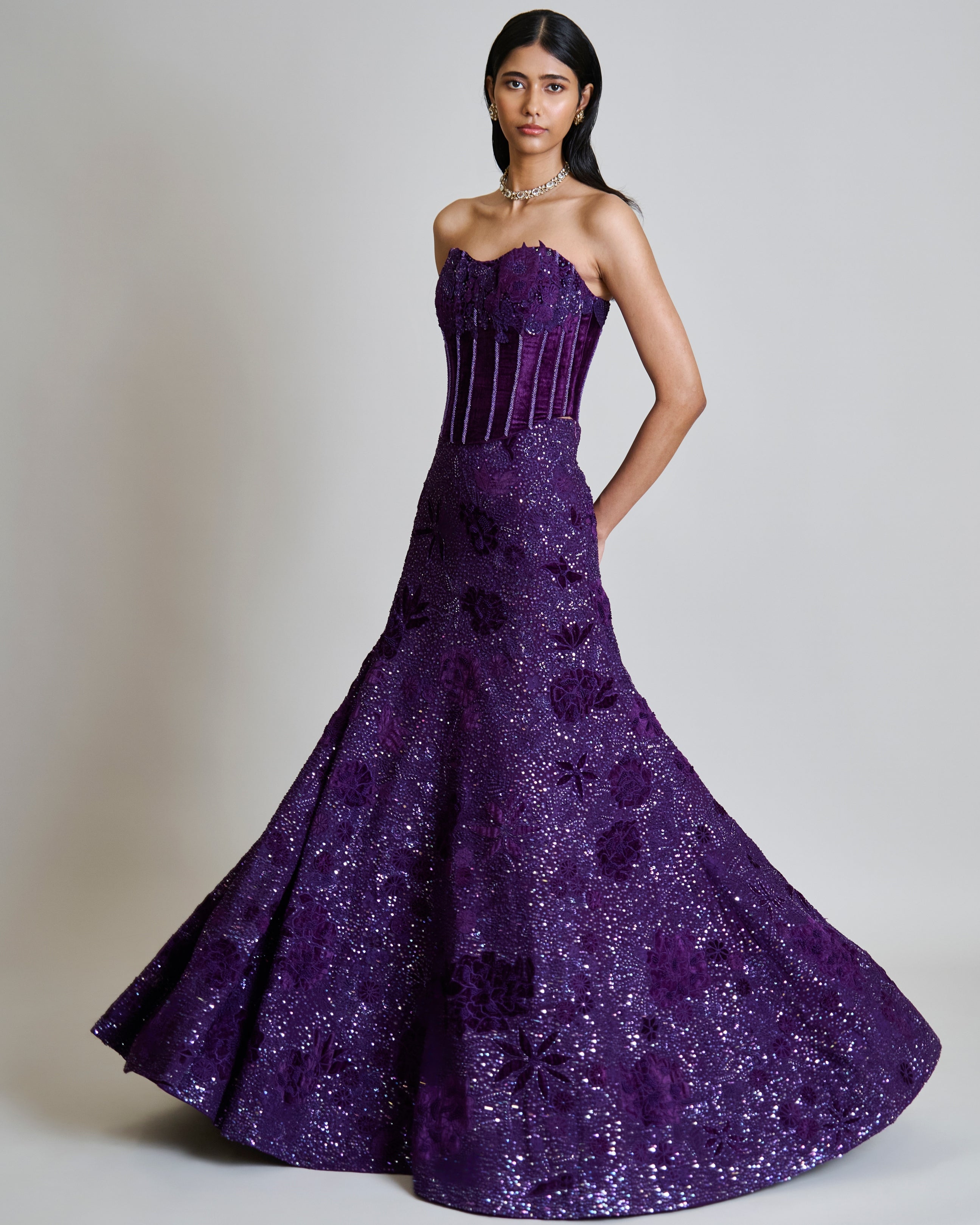 Purple Carmine Lehenga Set