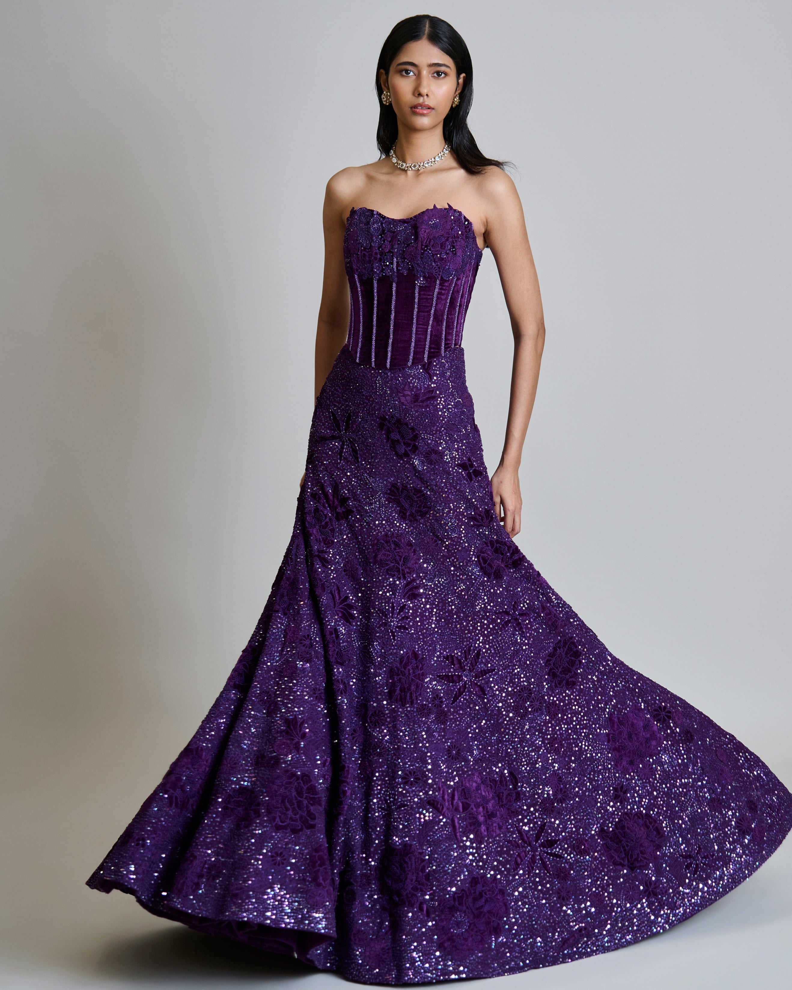 Purple Carmine Lehenga Set