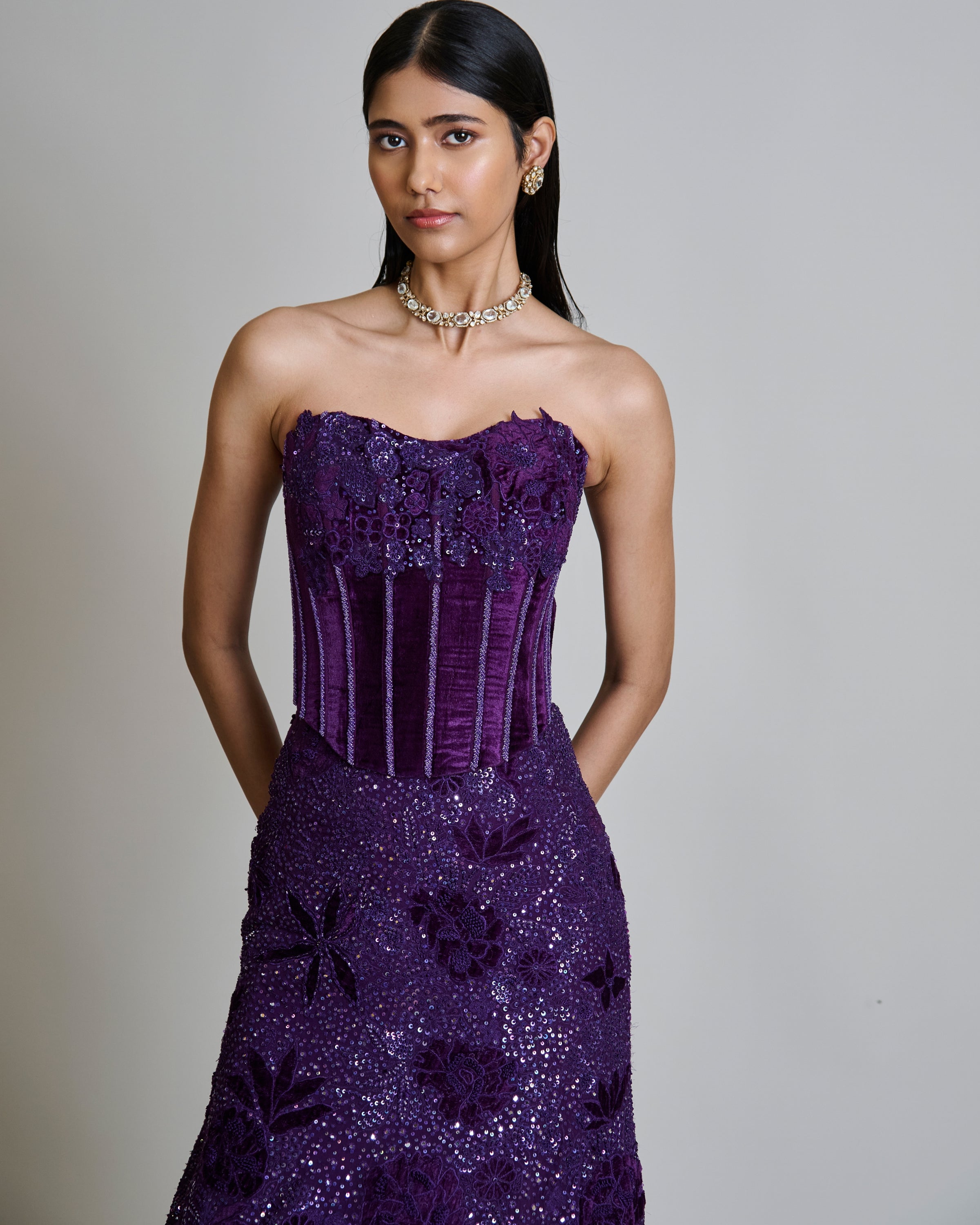Purple Carmine Lehenga Set