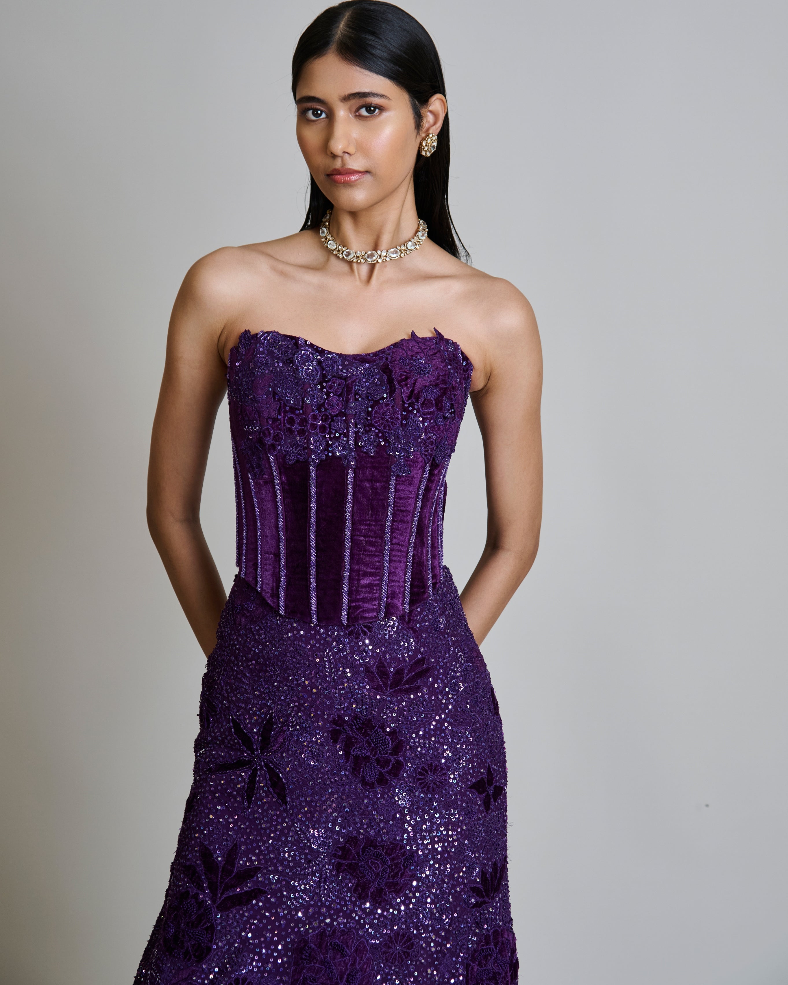 Purple Carmine Lehenga Set