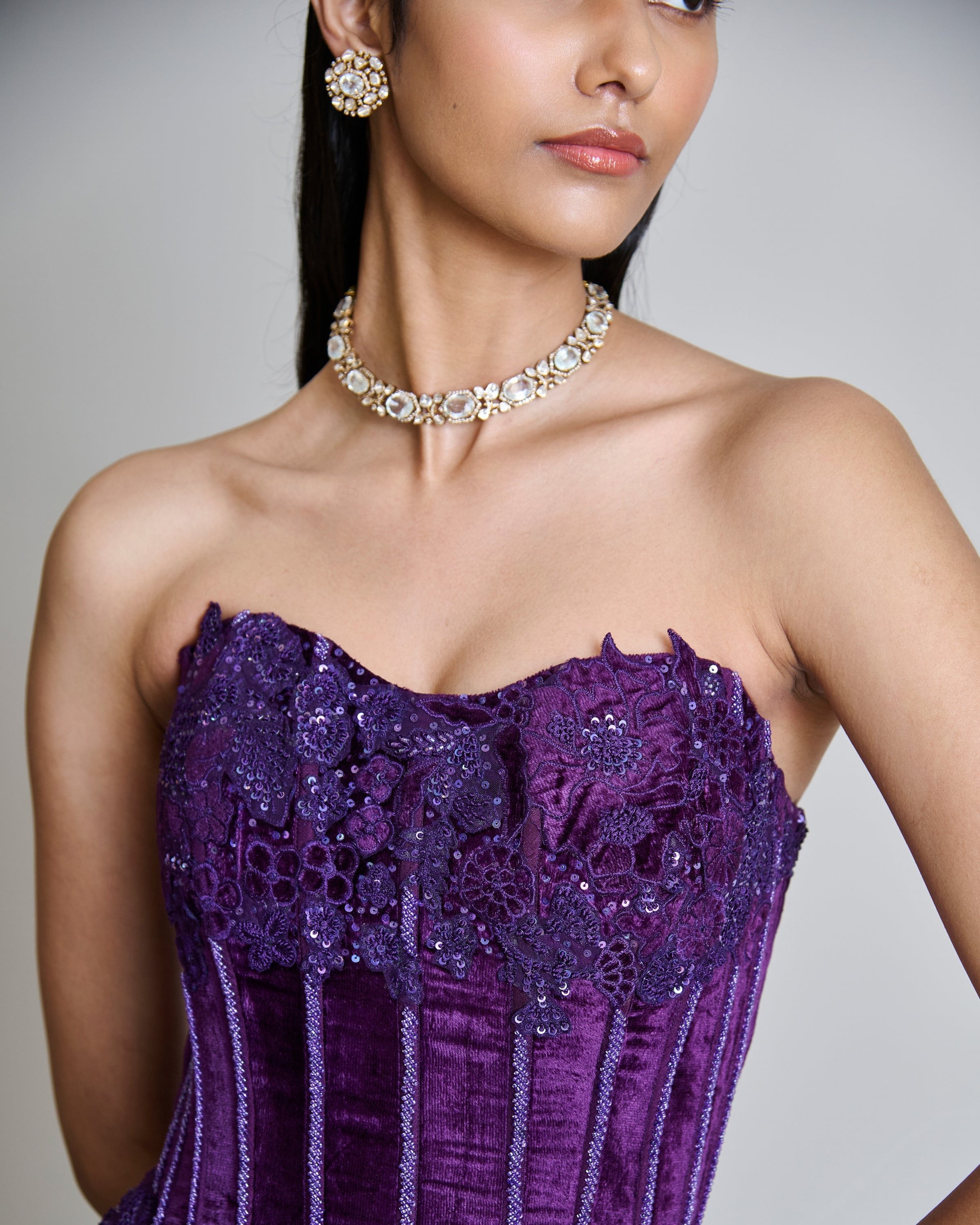 Purple Carmine Lehenga Set