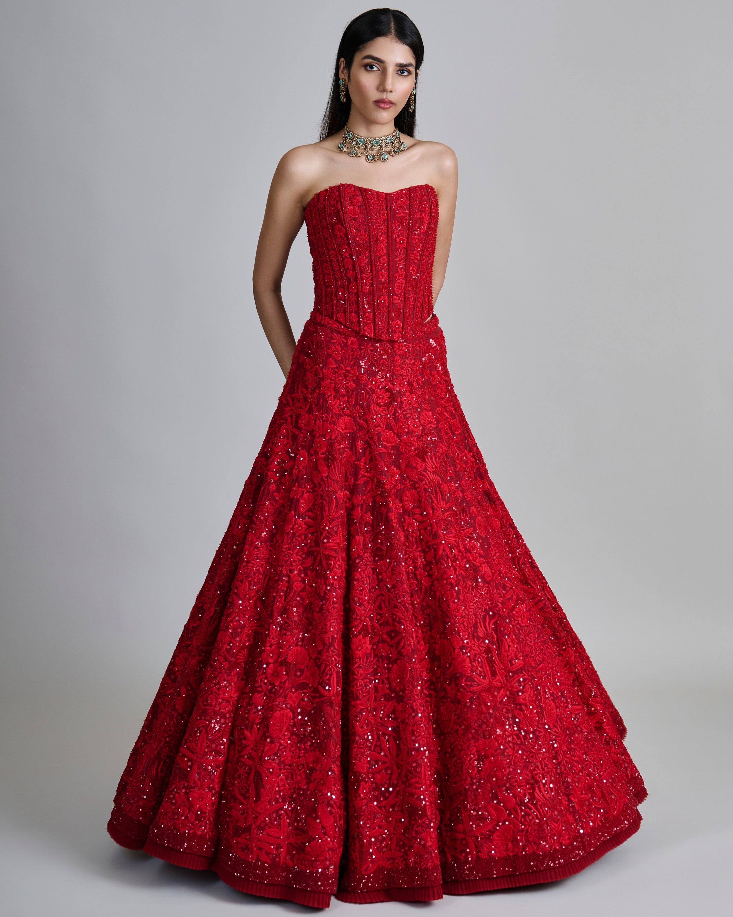 Red Amara Lehenga Set