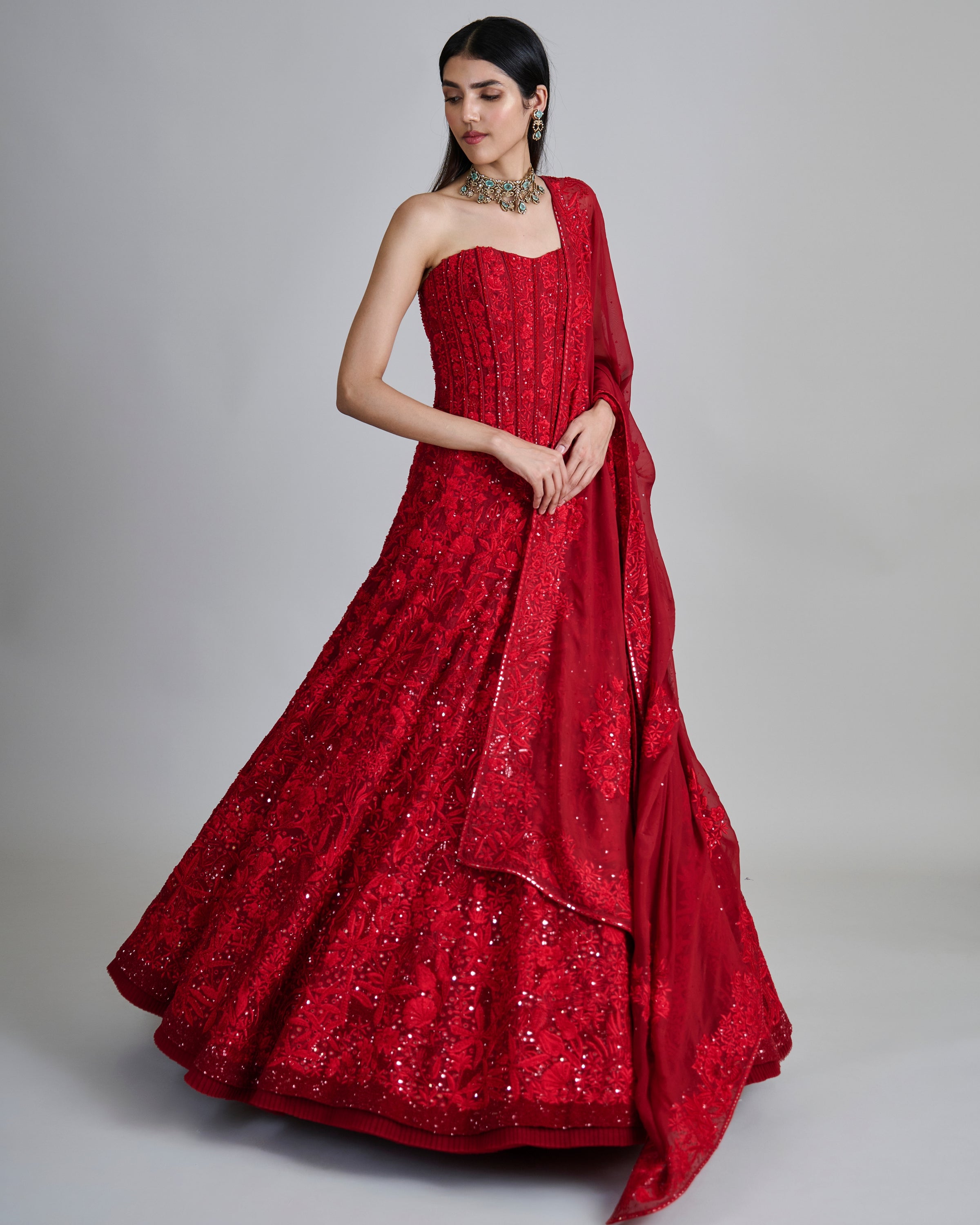 Red Amara Lehenga Set