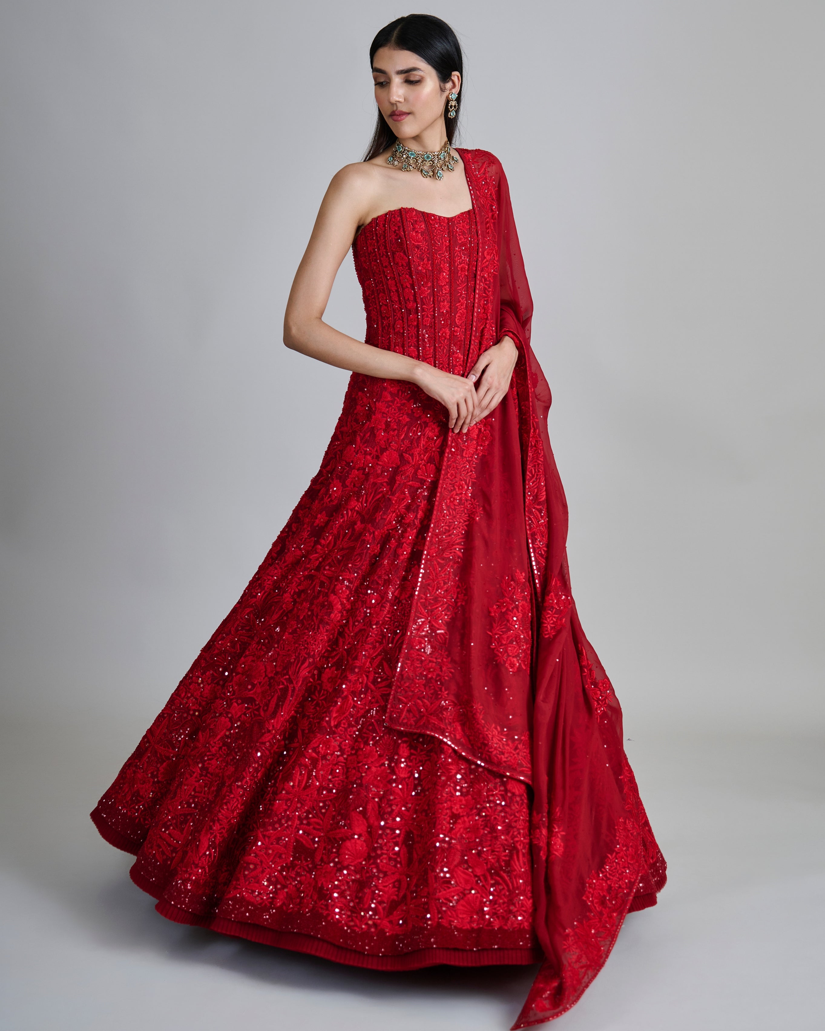 Red Amara Lehenga Set