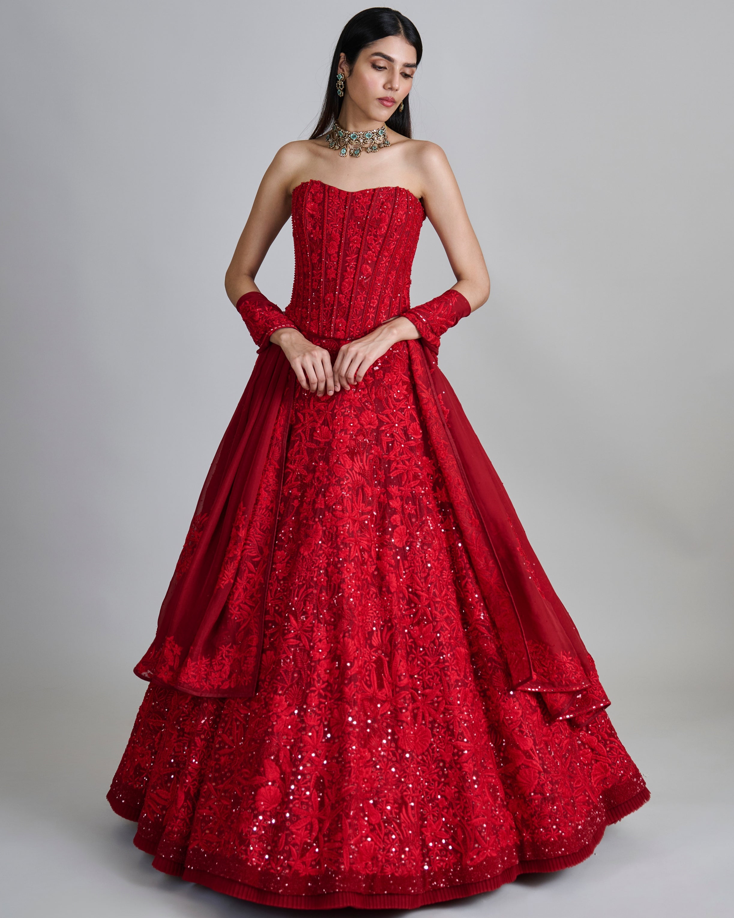 Red Amara Lehenga Set