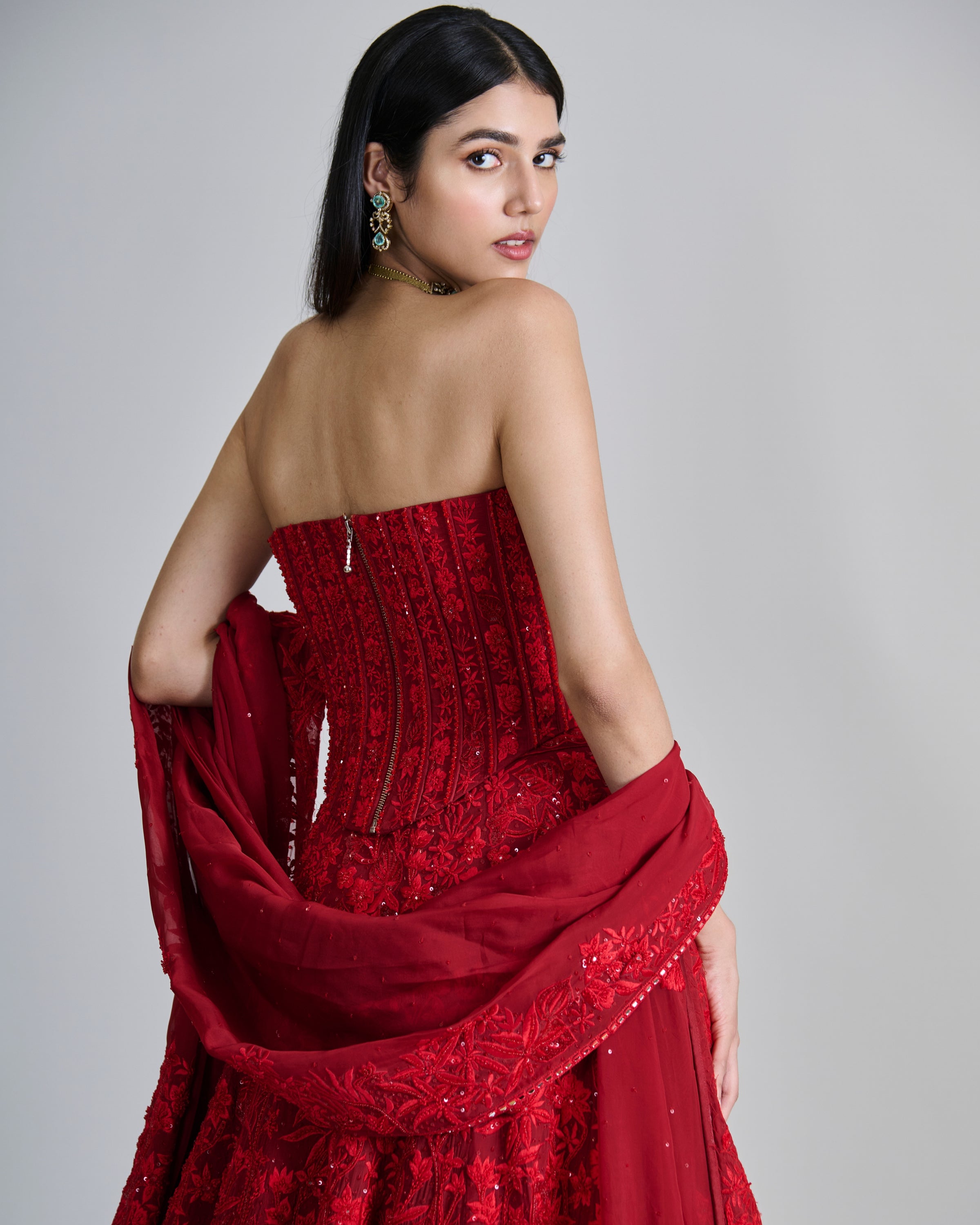 Red Amara Lehenga Set