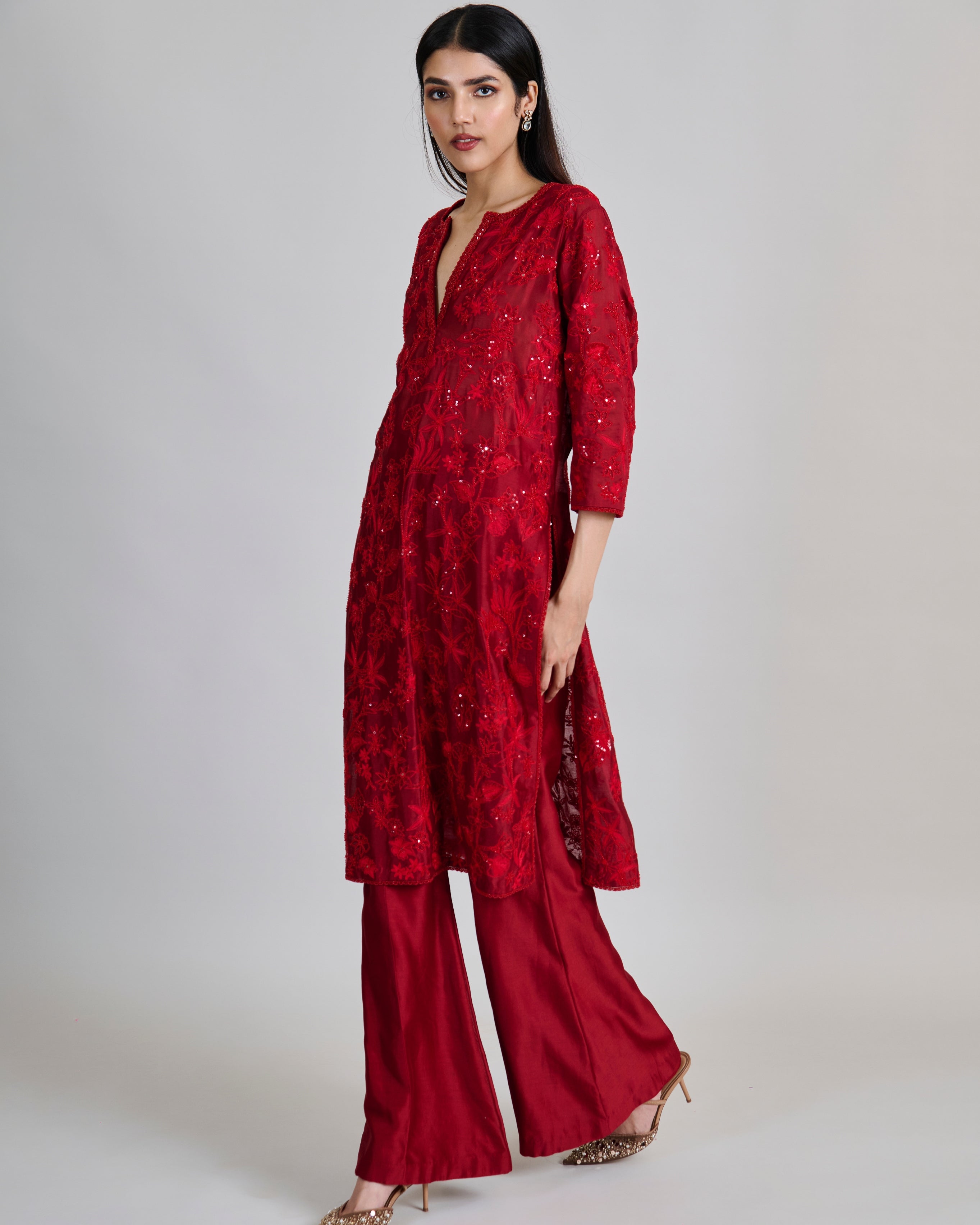 Red Kiyara Kurta Set