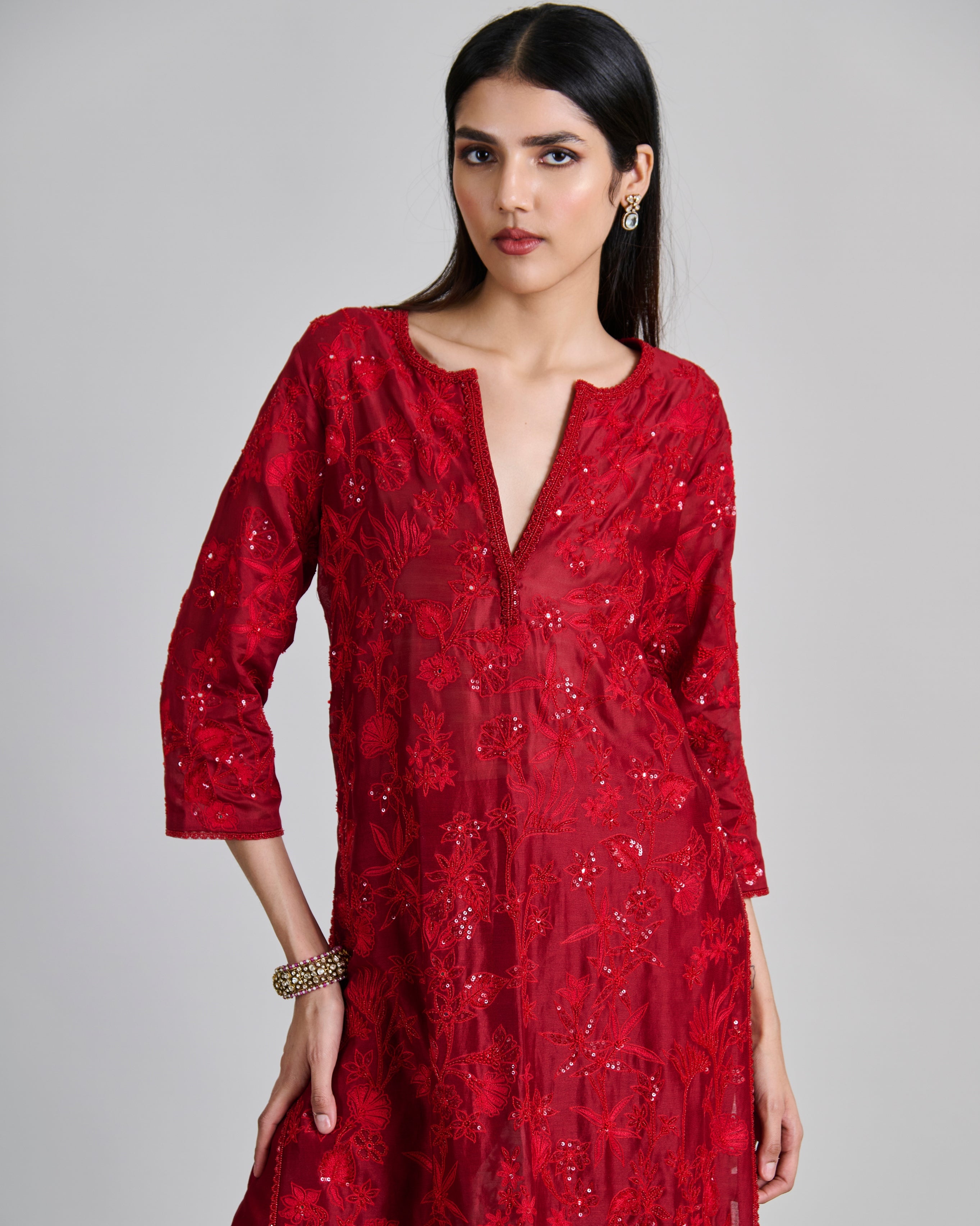 Red Kiyara Kurta Set