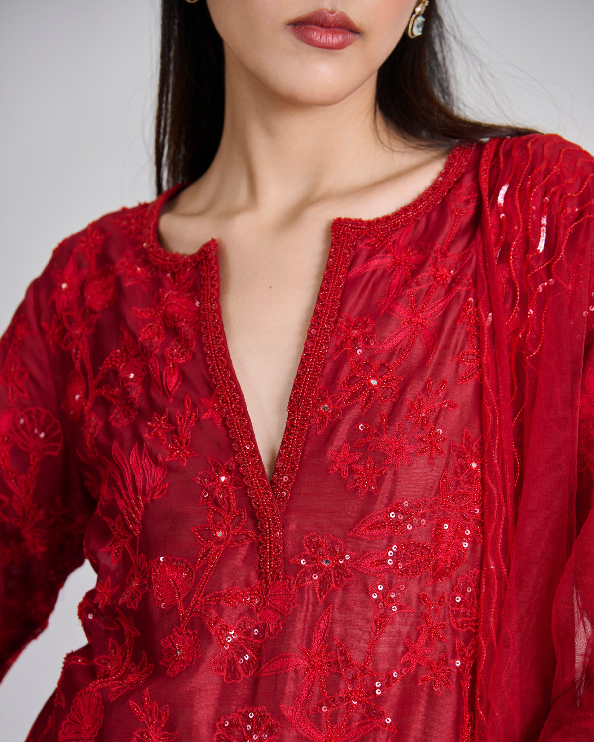 Red Kiyara Kurta Set