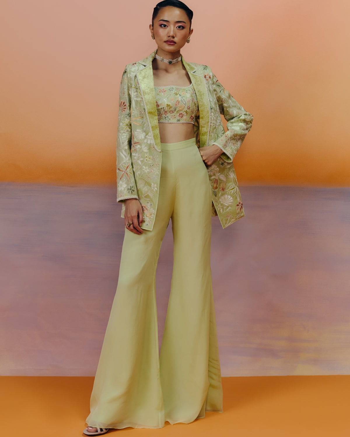 Sea Green Sele Blazer Set