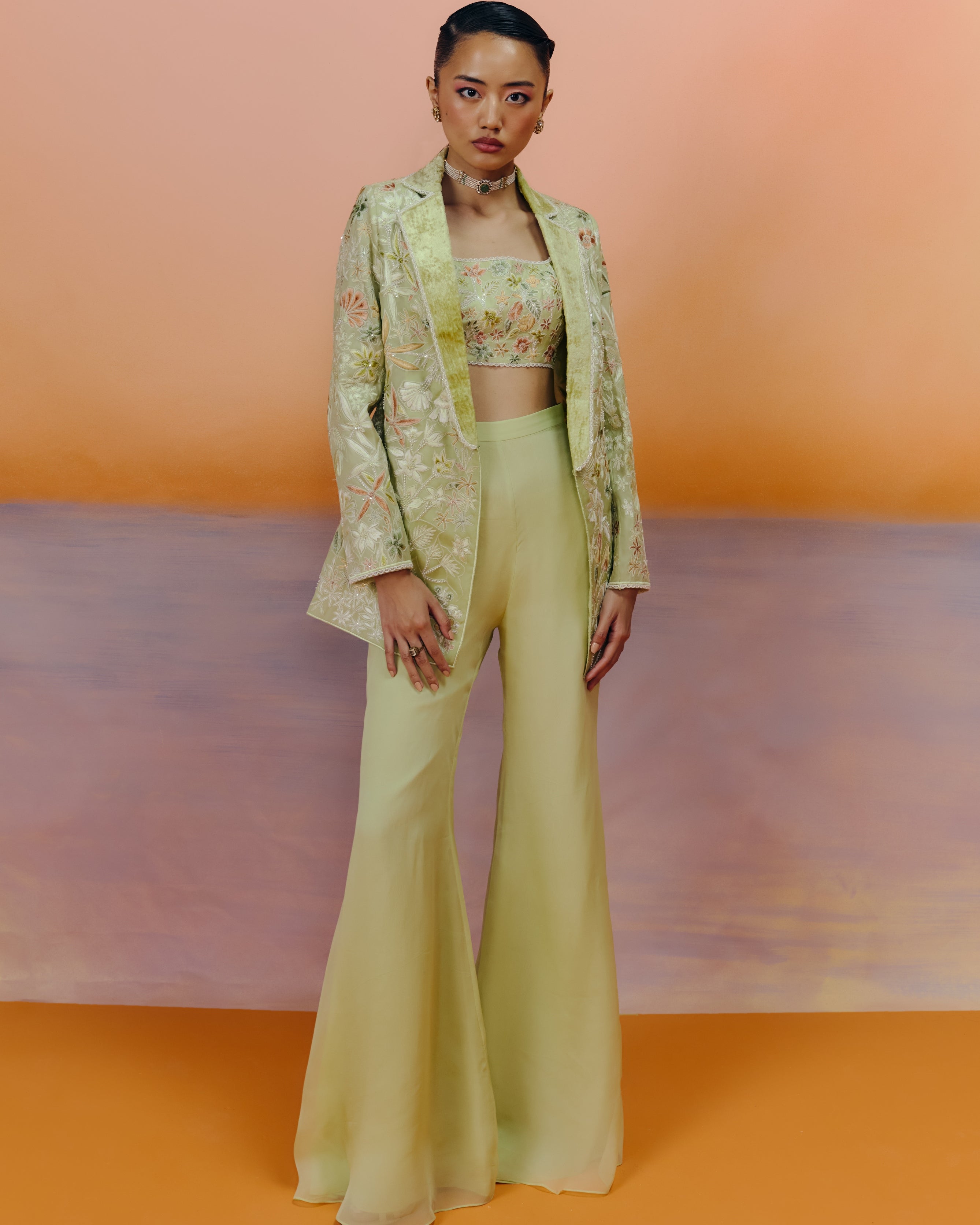 Sea Green Sele Blazer Set