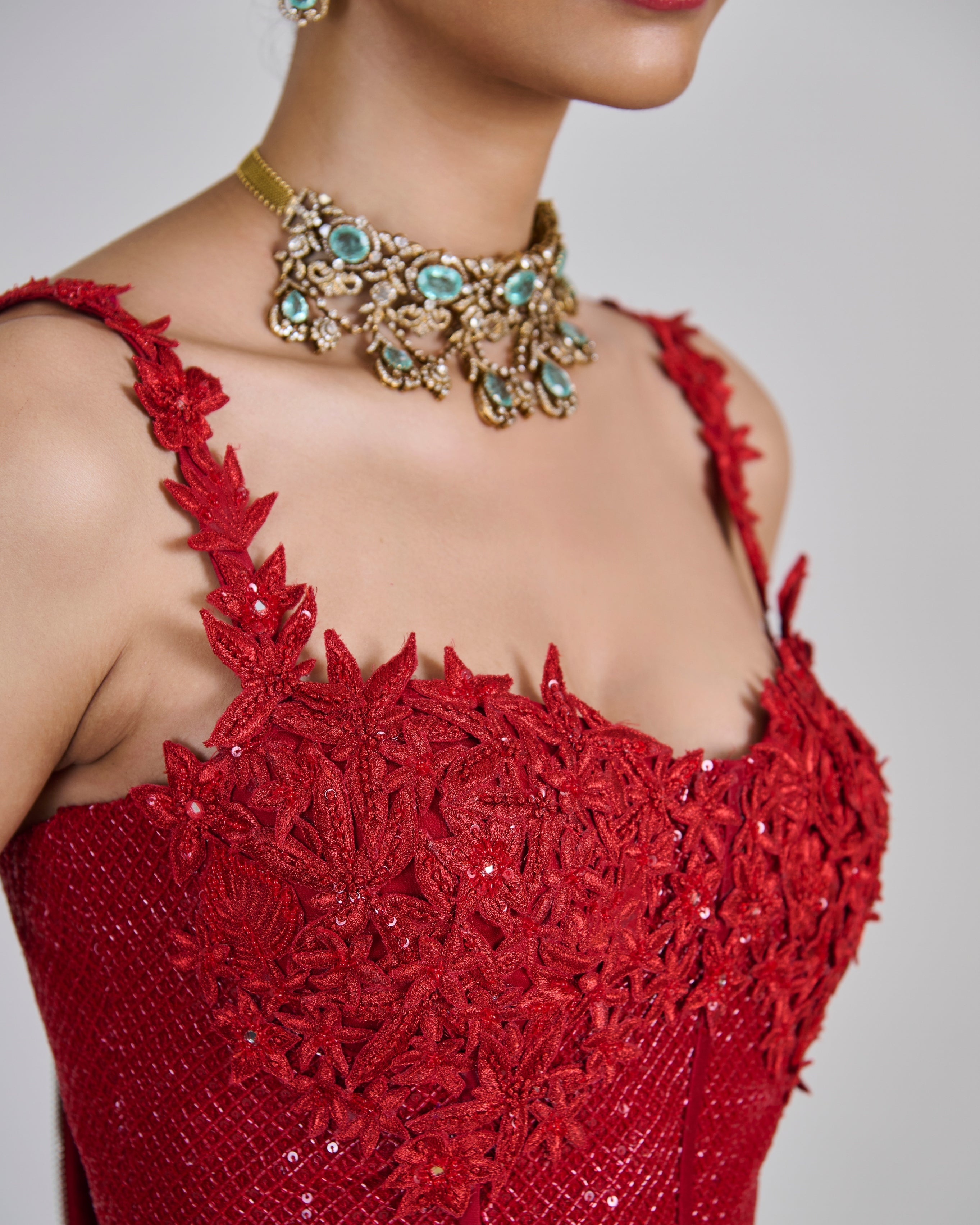 Red Keya Lehenga Set