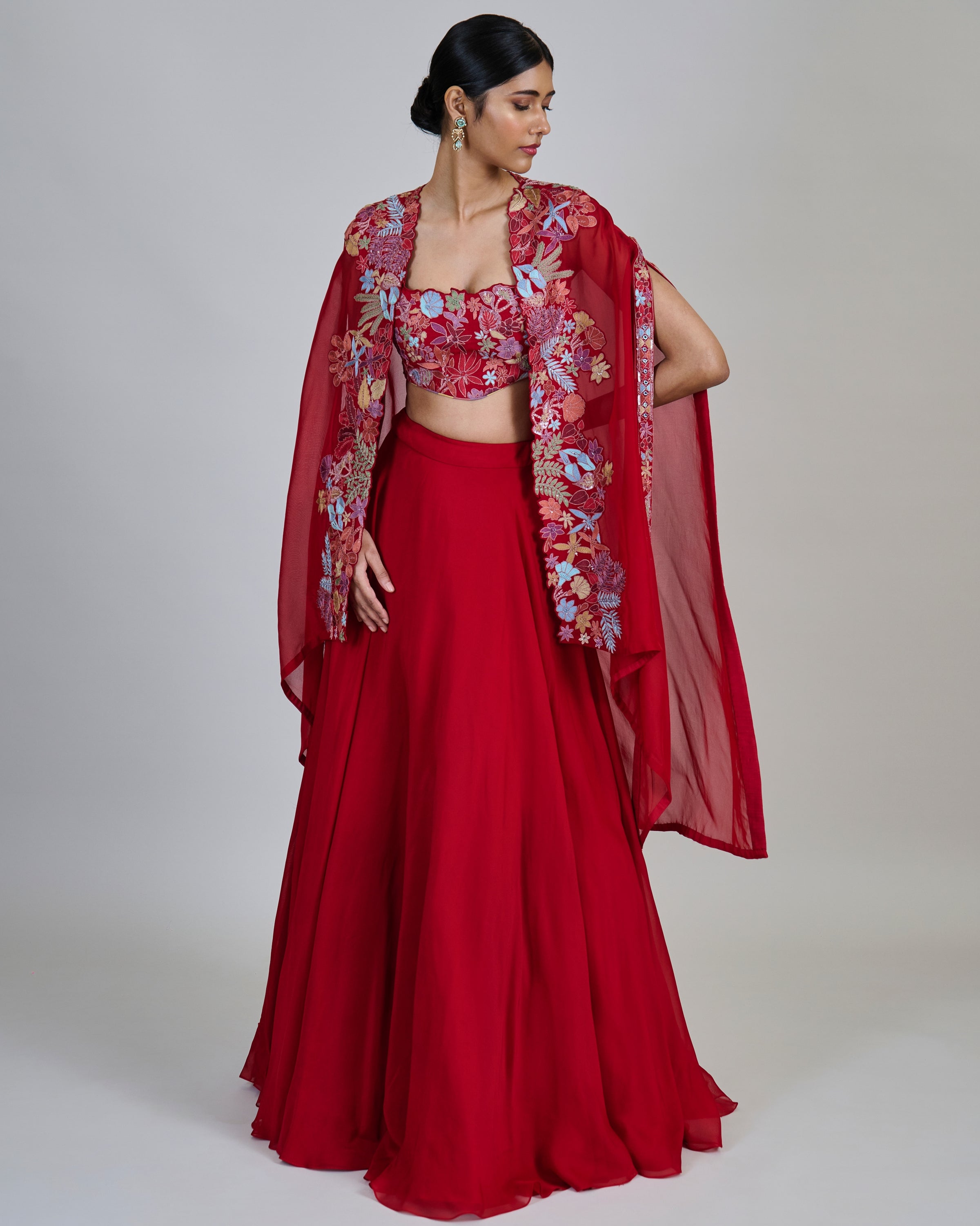 Red Roselle Lehenga Set