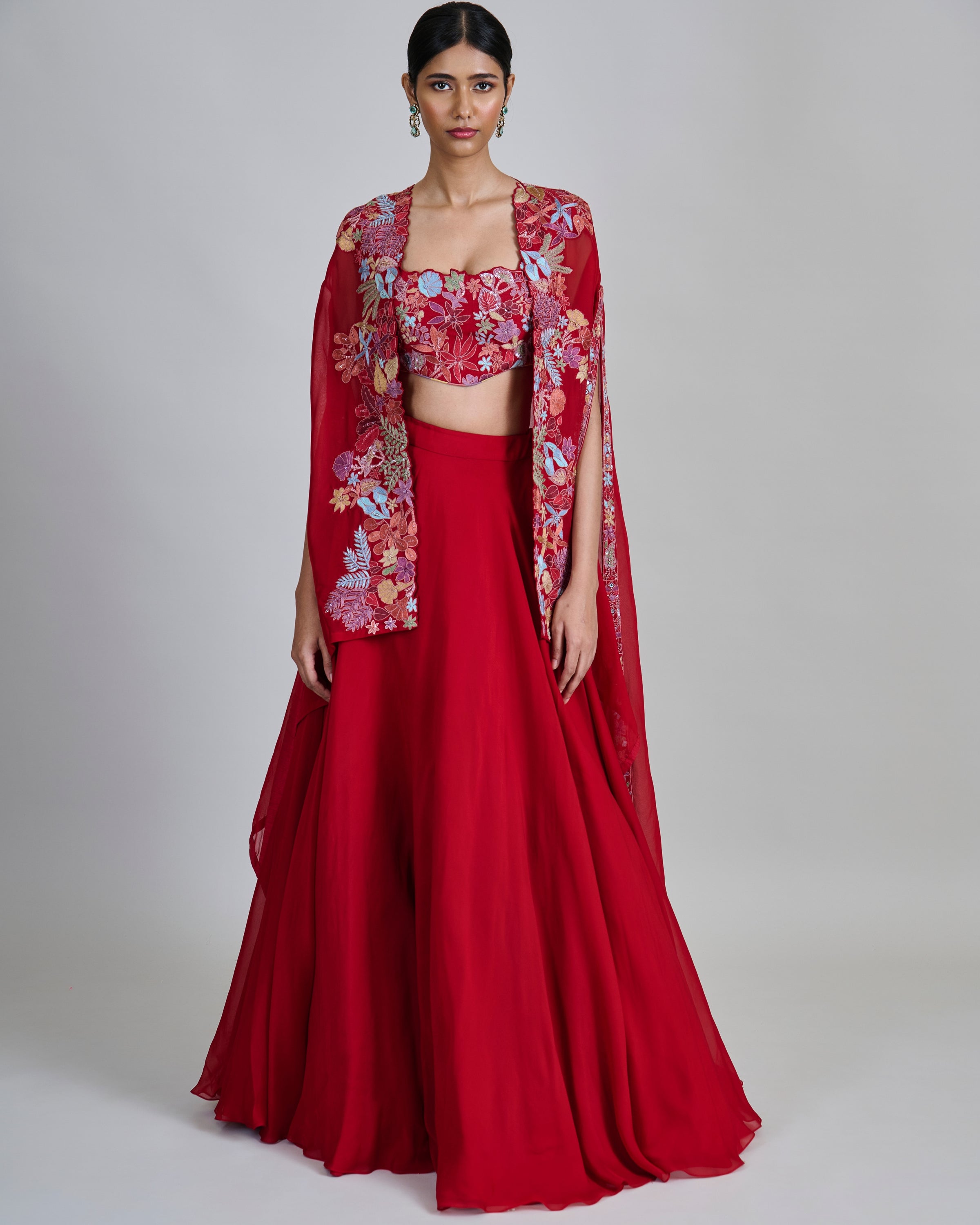 Red Roselle Lehenga Set