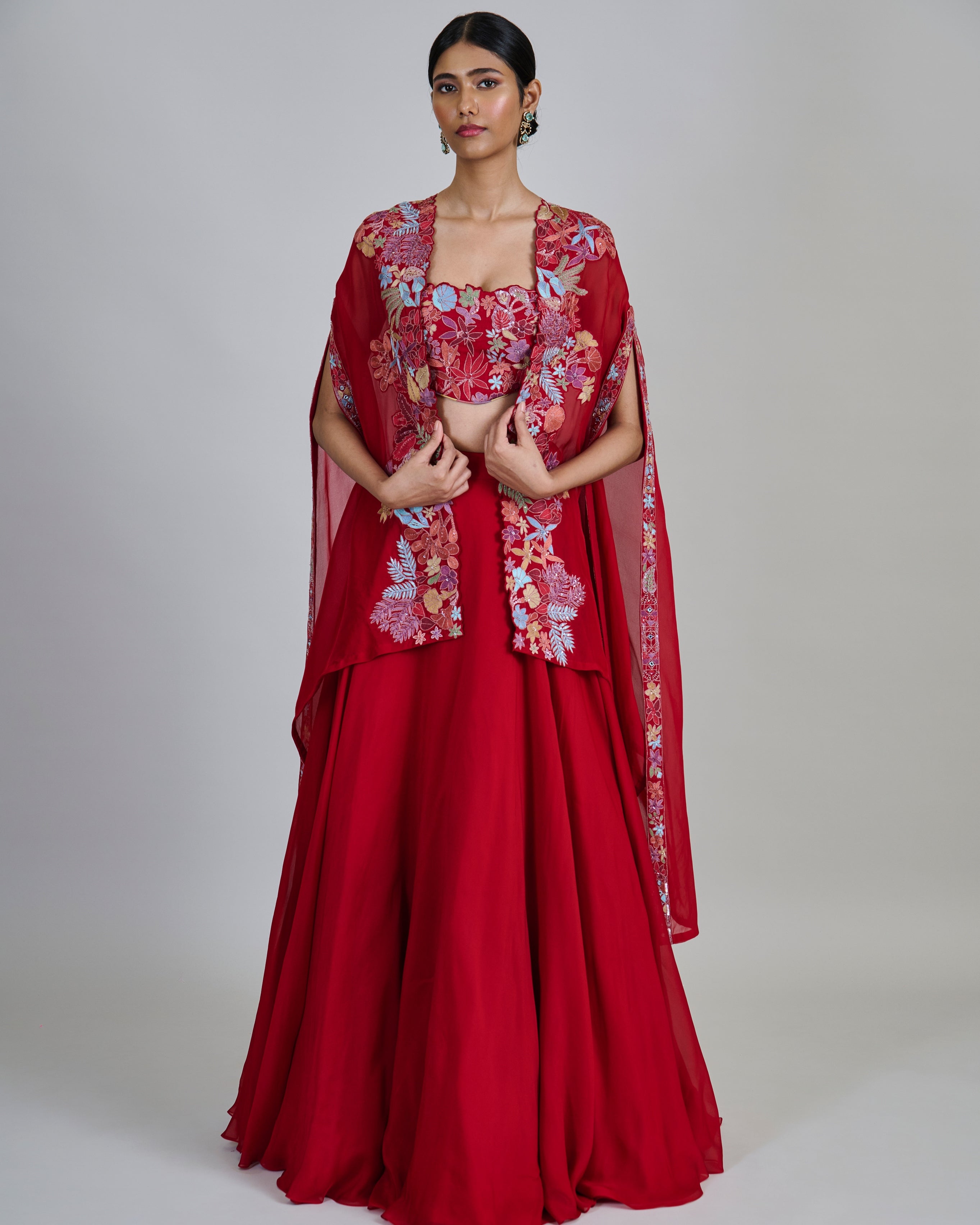 Red Roselle Lehenga Set