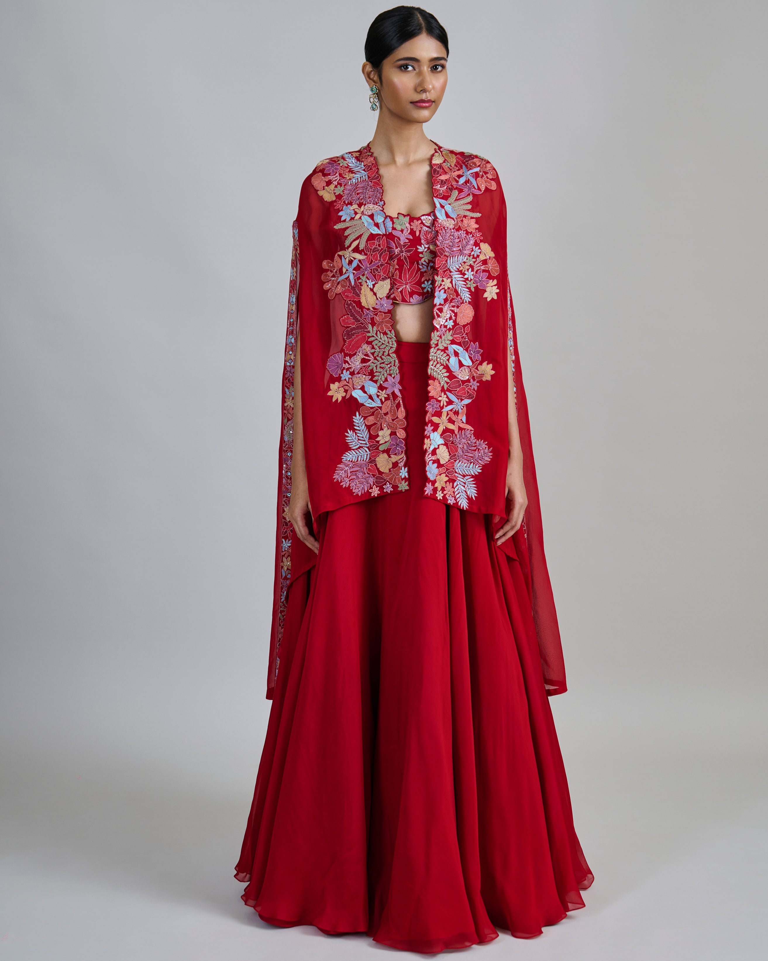 Red Roselle Lehenga Set