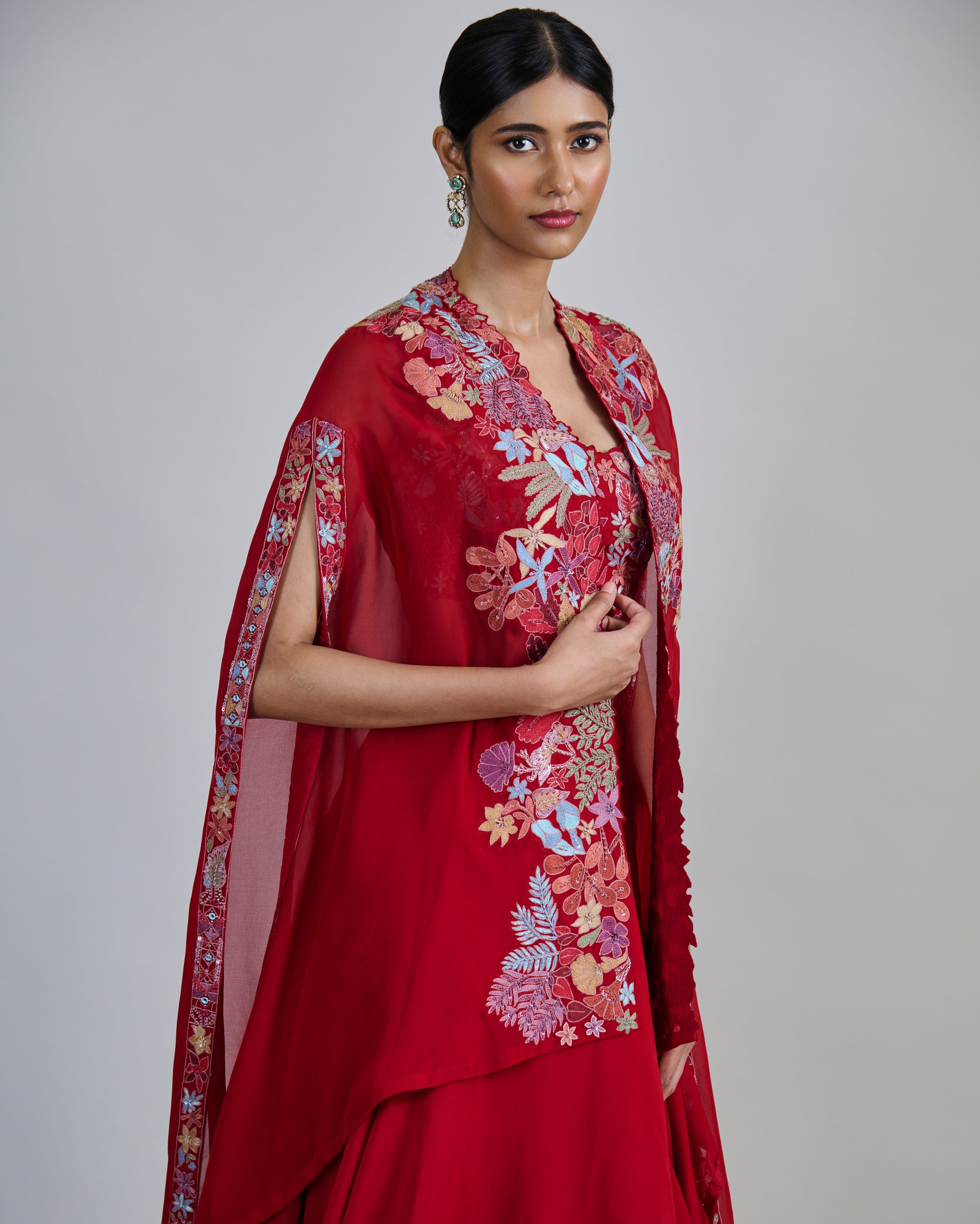 Red Roselle Lehenga Set