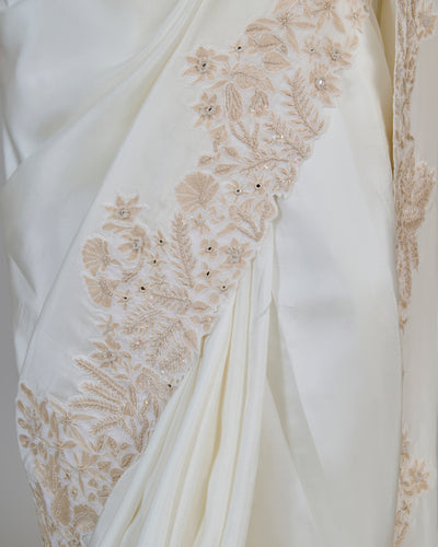 Ivory With Gold Nysa Sari Set