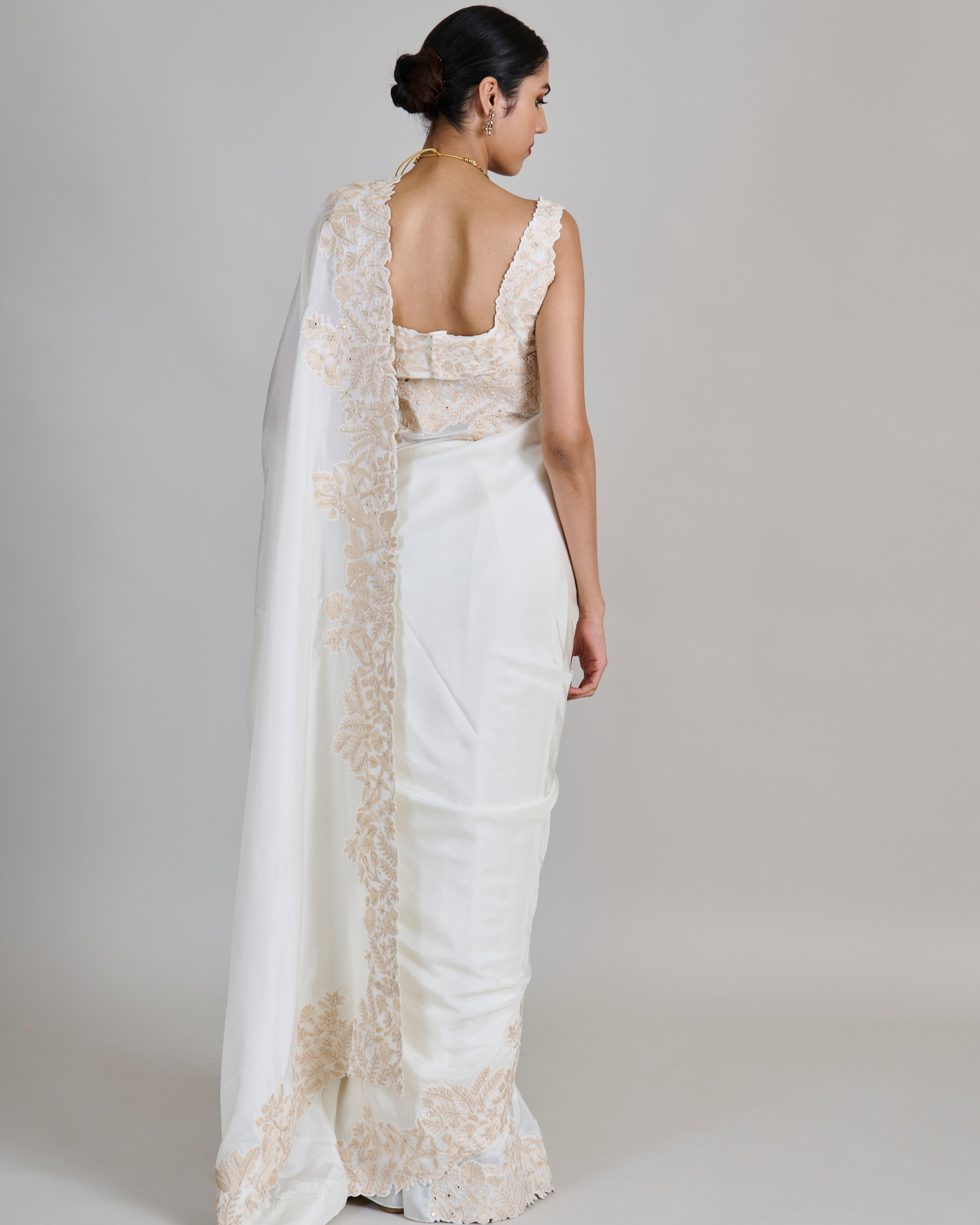 Ivory With Gold Nysa Sari Set