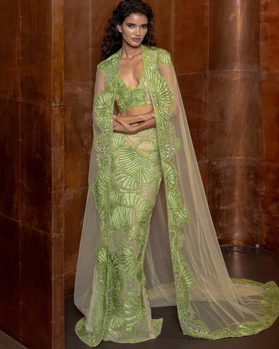 Green Serin Skirt Set