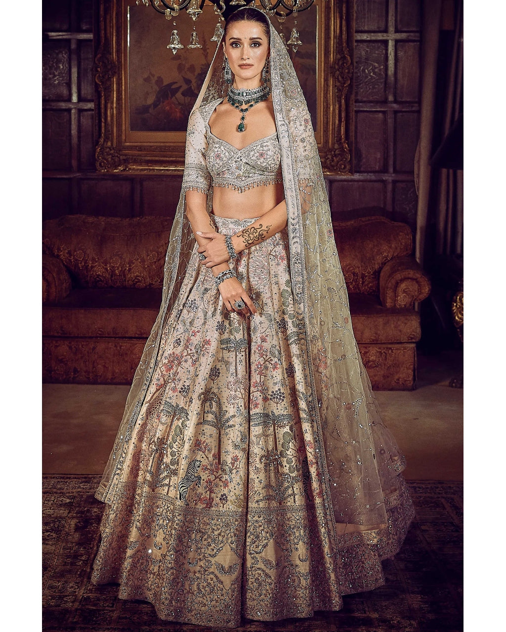 The Wanderlust Peach Sky Masai Lehenga Set