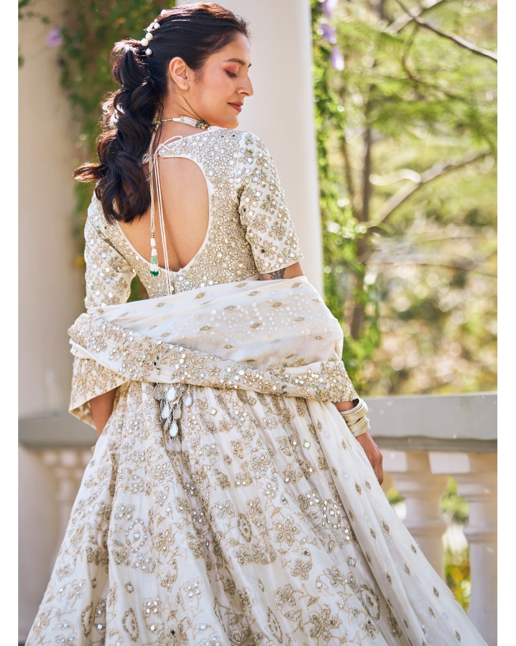 Pearl Ivory Scoop Neck Anarkali Set