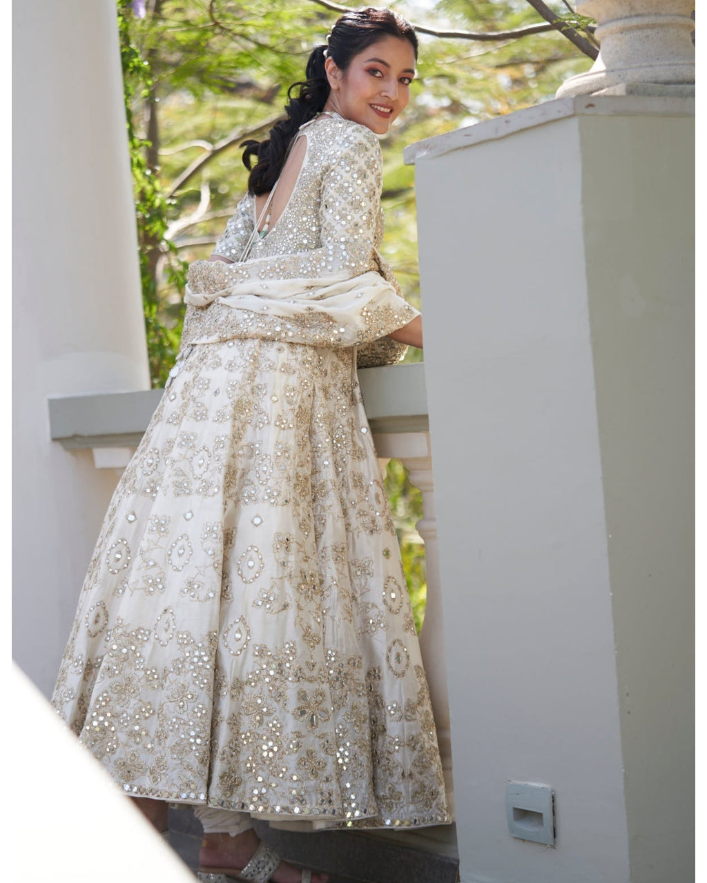 Pearl Ivory Scoop Neck Anarkali Set