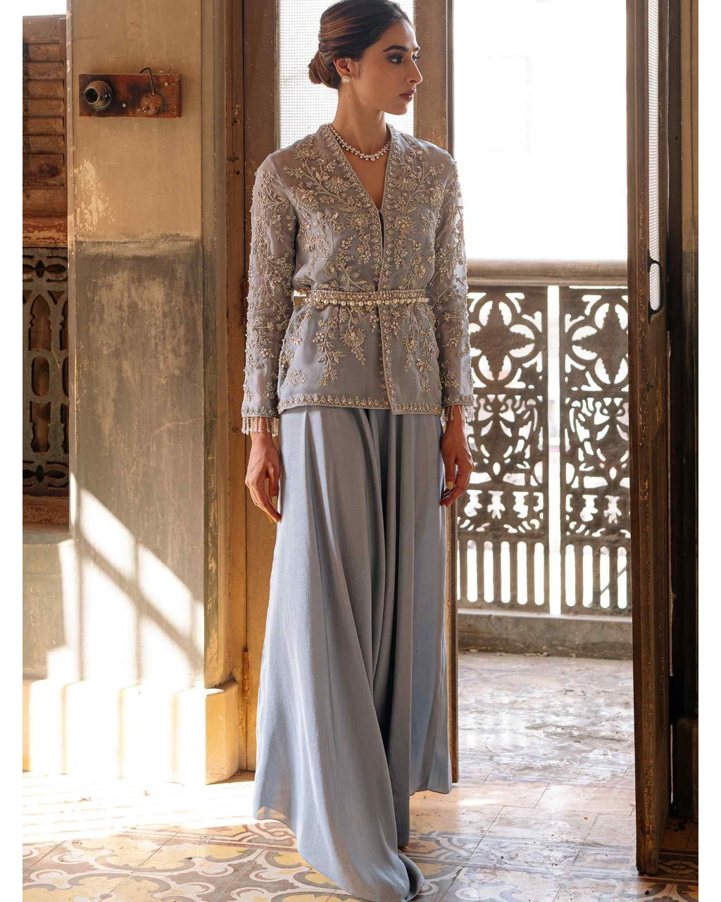 Diana Belted Jacket, Blouse & Pants Set