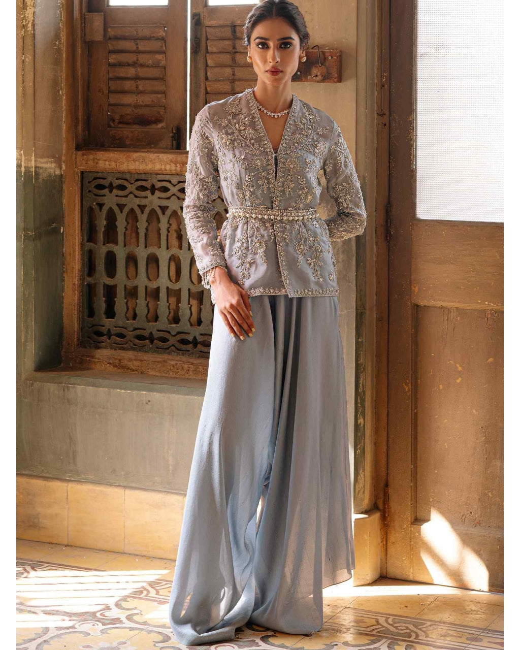 Diana Belted Jacket, Blouse & Pants Set