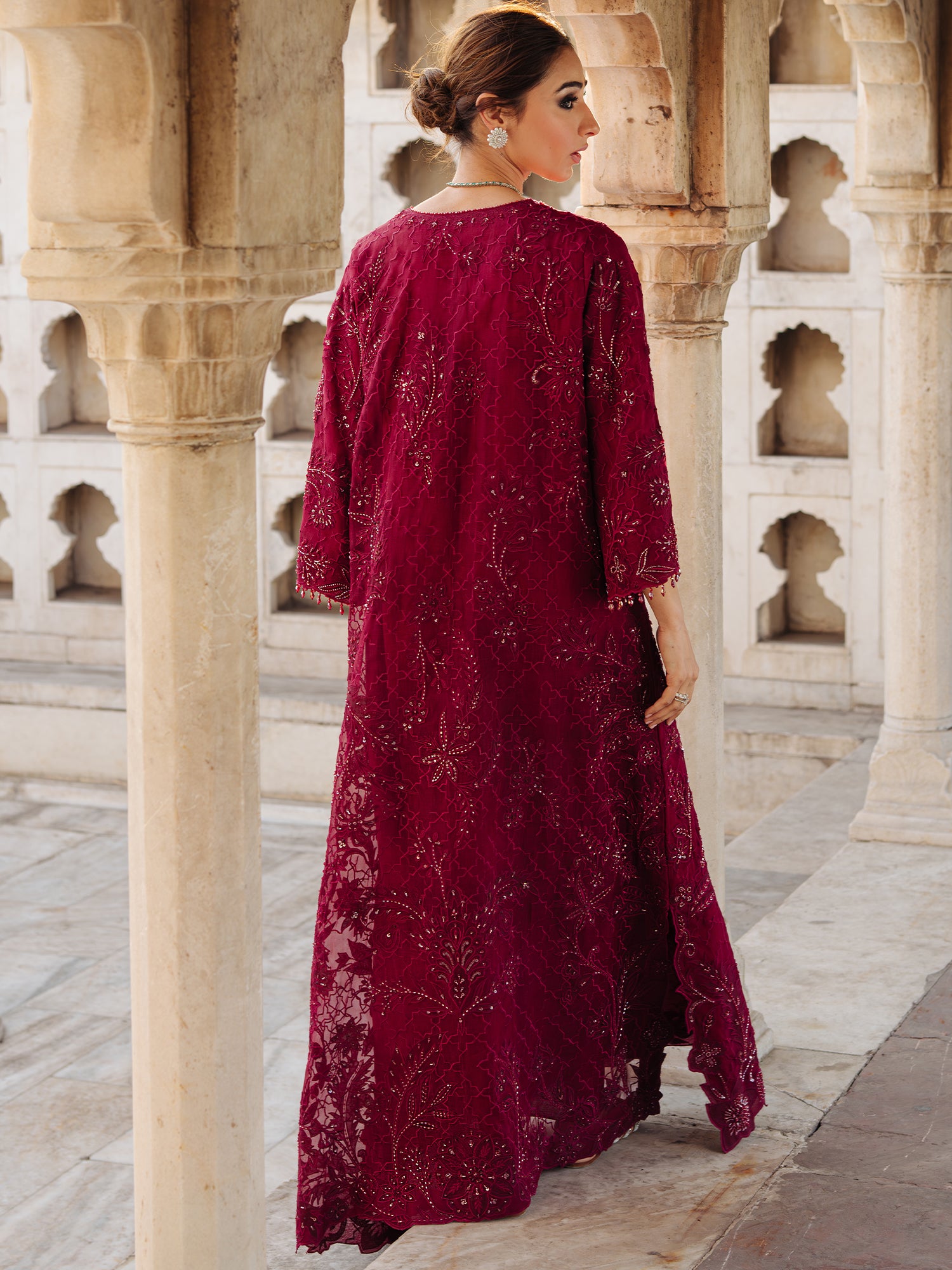 kaftan embroidered dress Sindhura Embroidered Silk Kaftan
