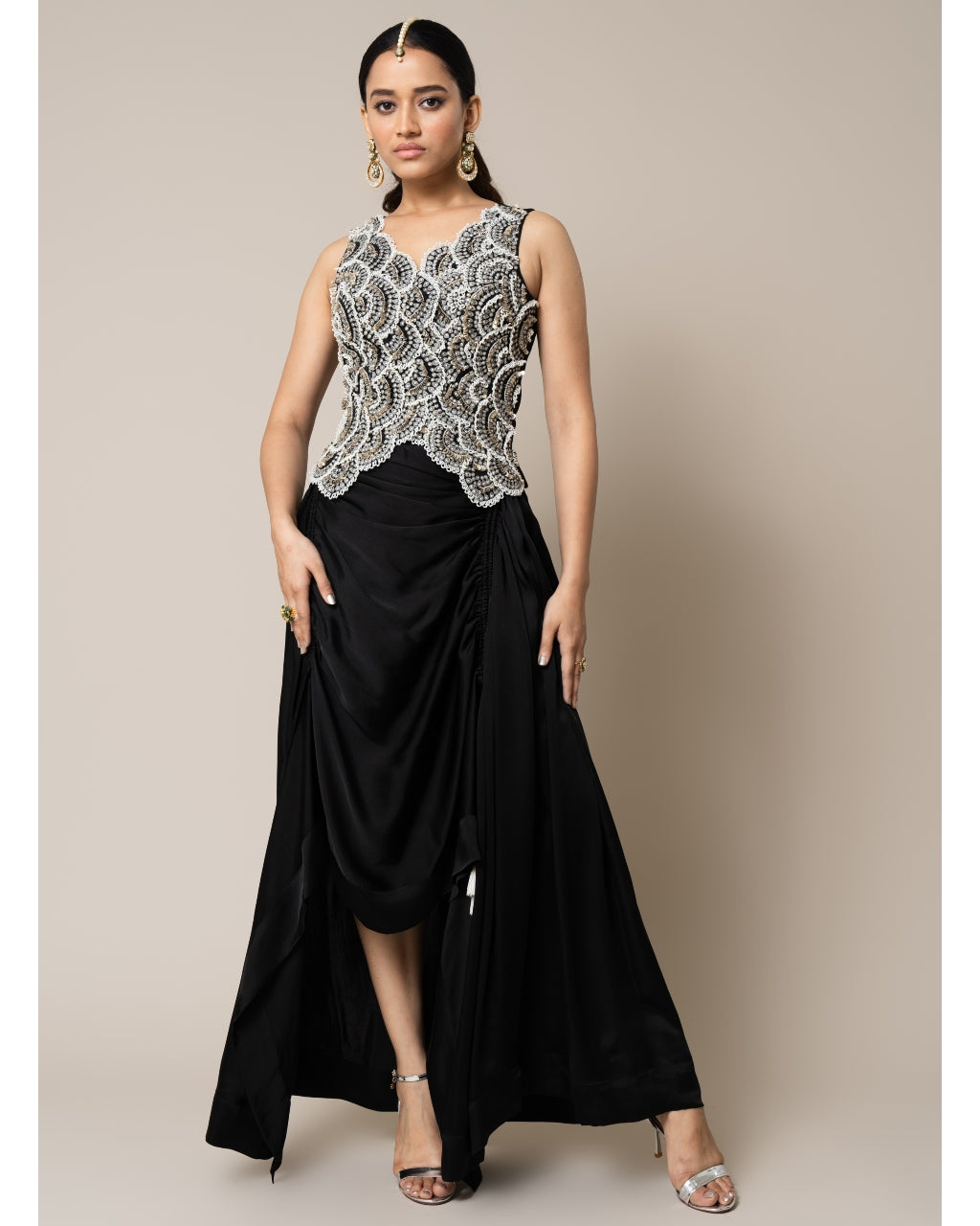 Black color anarkali Indo-Western gown – Panache Haute Couture