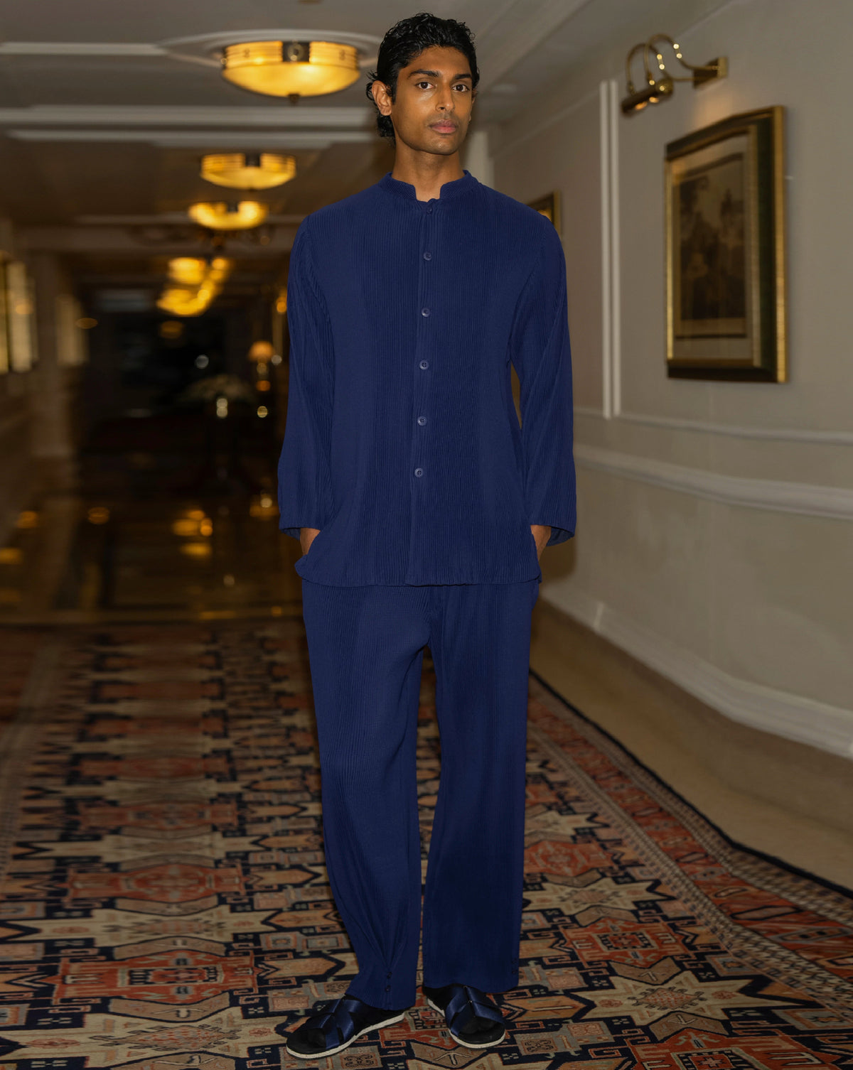 Royal Blue Bandhgala Shirt Set