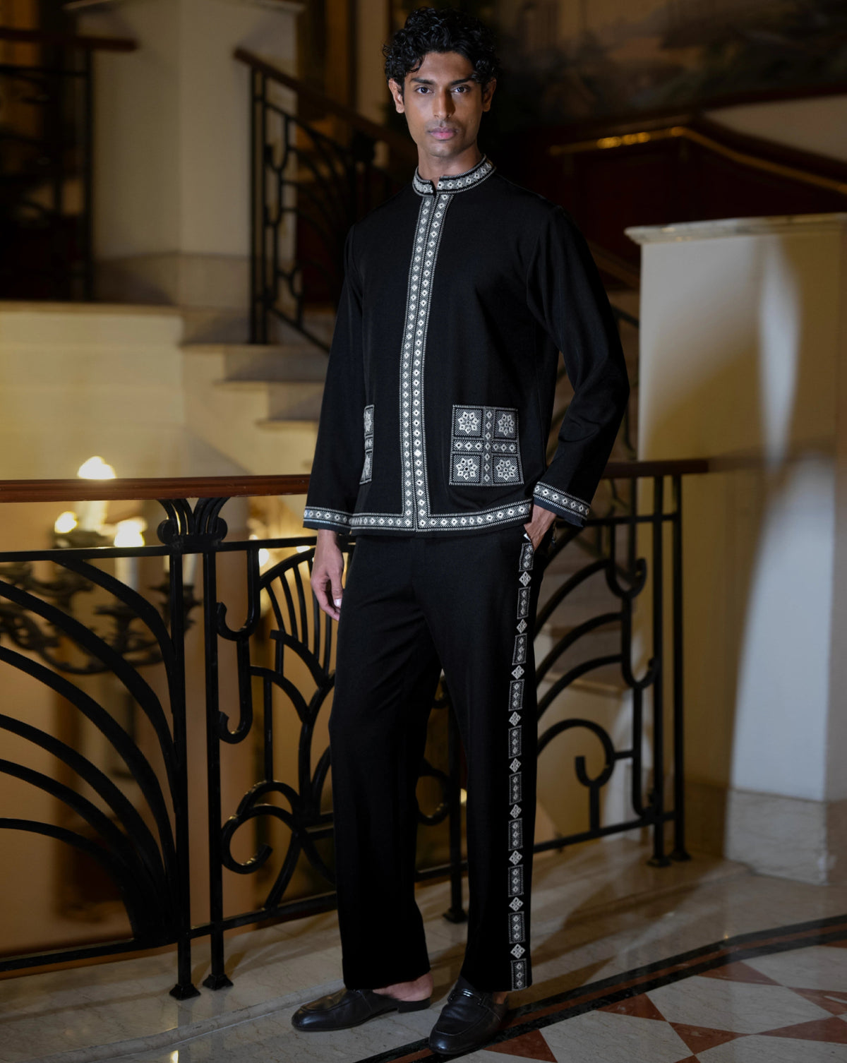 Black Mirrorwork Shacket Set